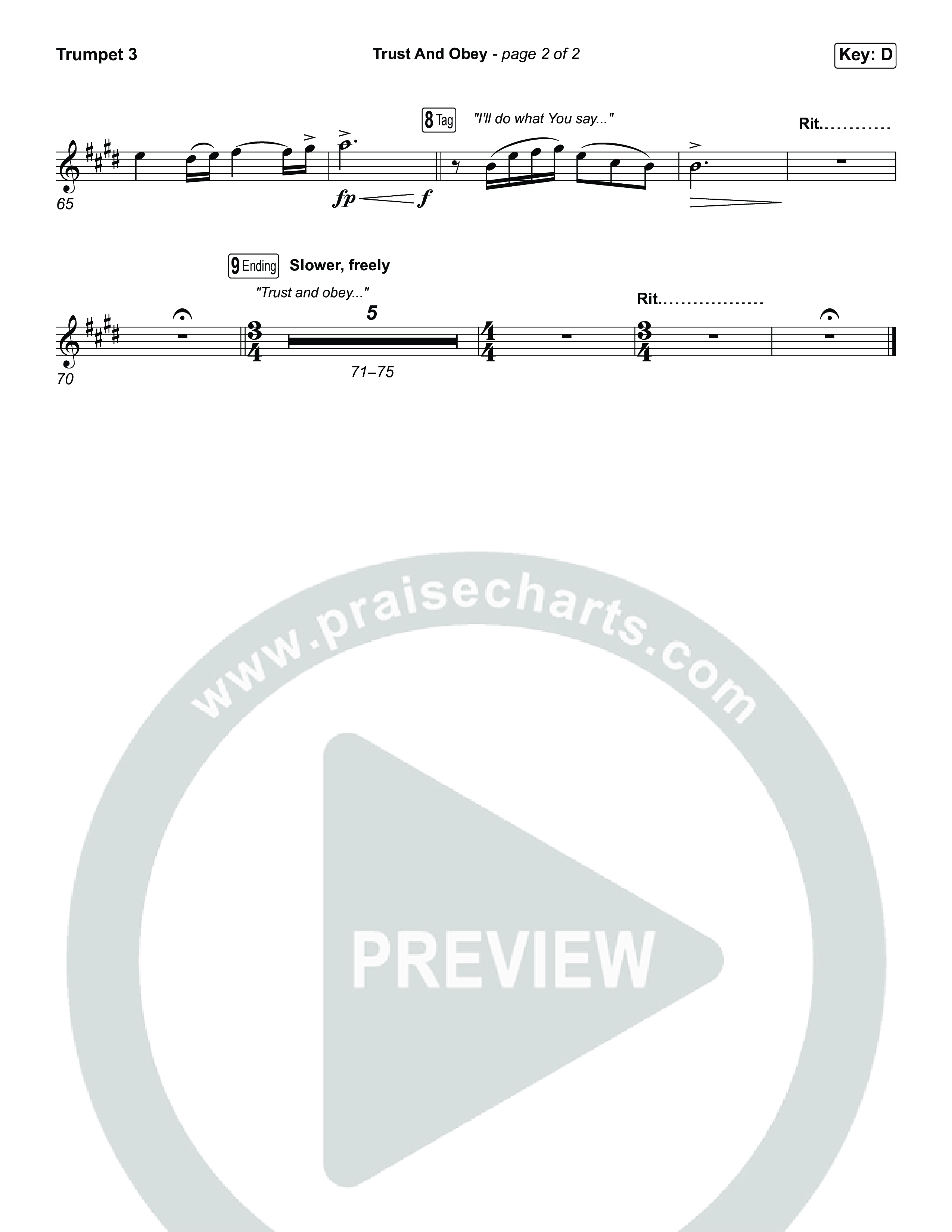 Trust And Obey (Sing It Now) Trumpet 3 (CXMMXNS / CAIN / Arr. Luke Gambill)
