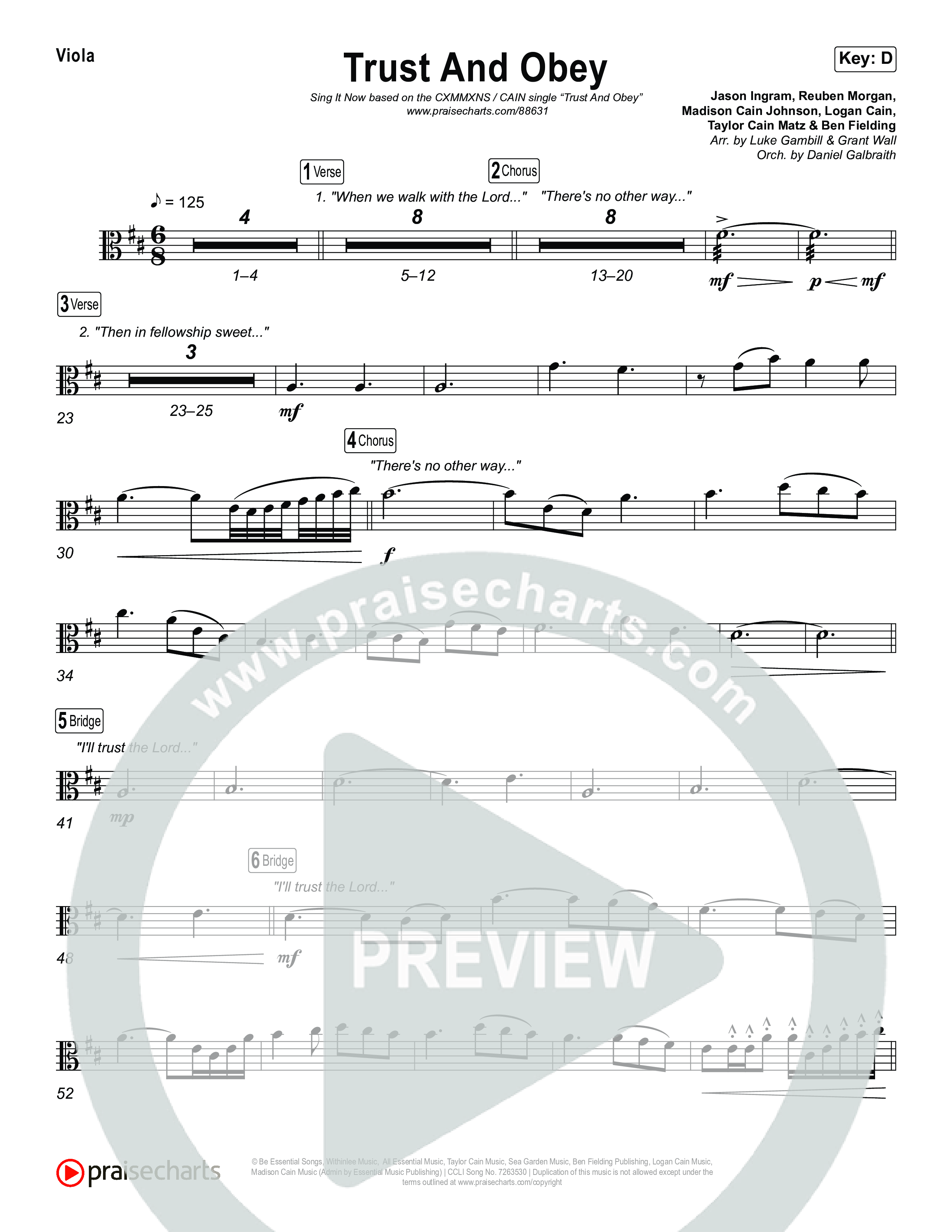 Trust And Obey (Sing It Now) Viola (CXMMXNS / CAIN / Arr. Luke Gambill)