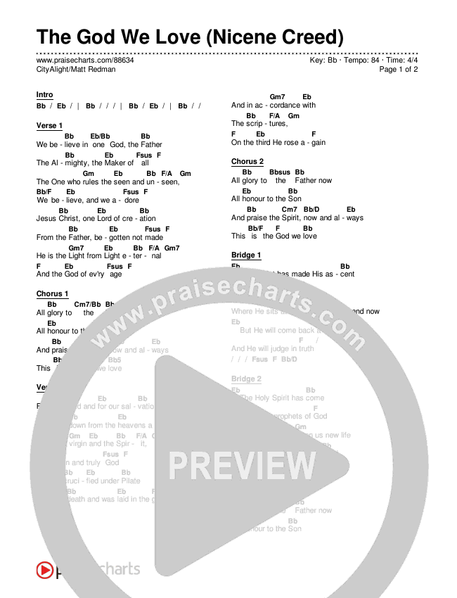 The God We Love (Nicene Creed) Chords & Lyrics (CityAlight / Matt Redman)