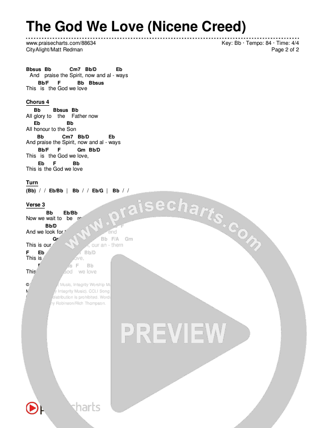 The God We Love (Nicene Creed) Chords & Lyrics (CityAlight / Matt Redman)