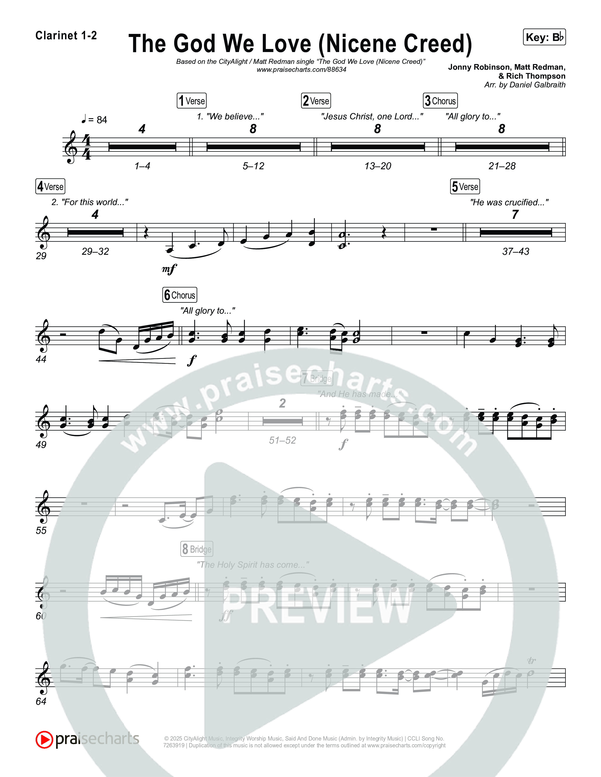 The God We Love (Nicene Creed) Clarinet 1/2 (CityAlight / Matt Redman)