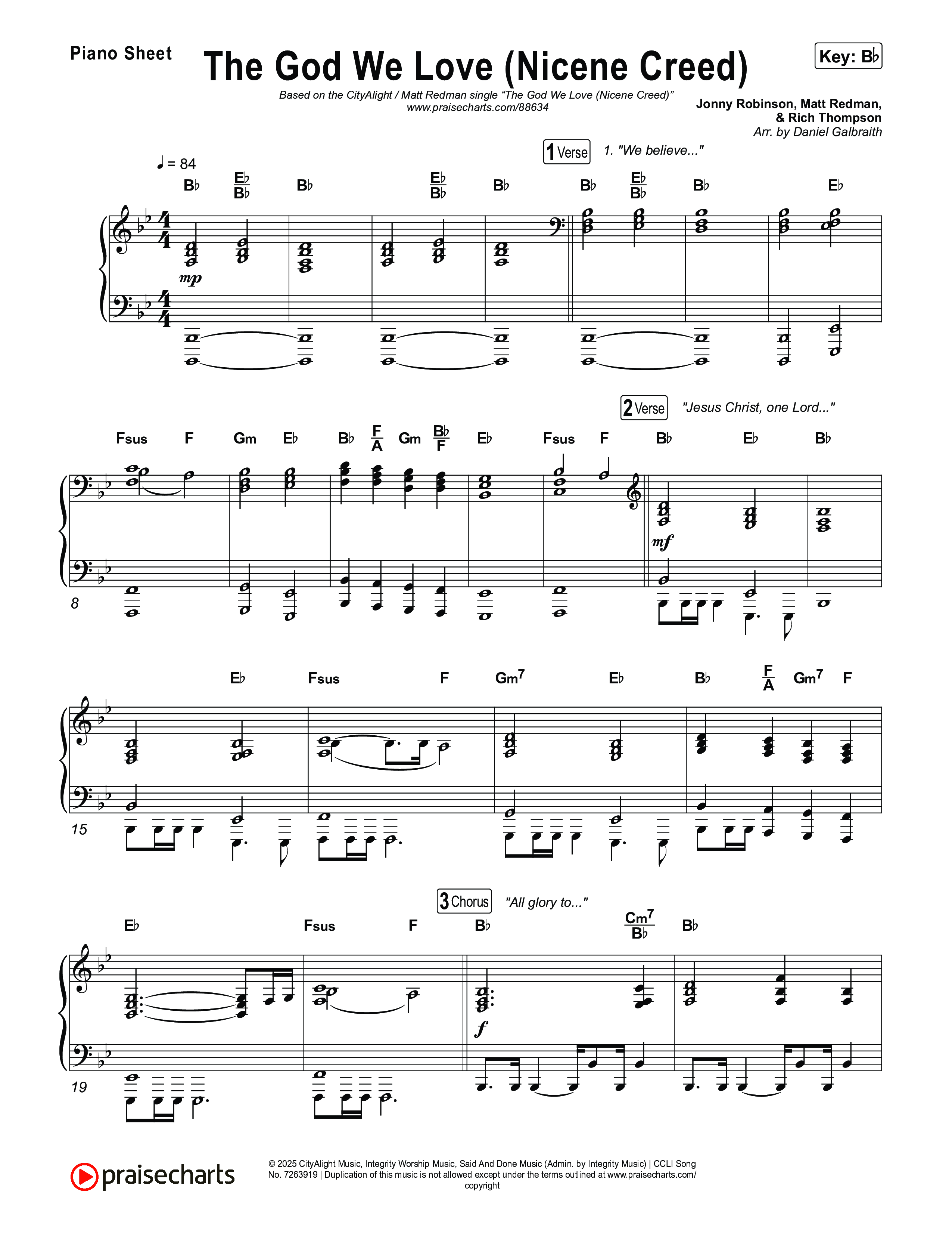 The God We Love (Nicene Creed) Piano Sheet (CityAlight / Matt Redman)