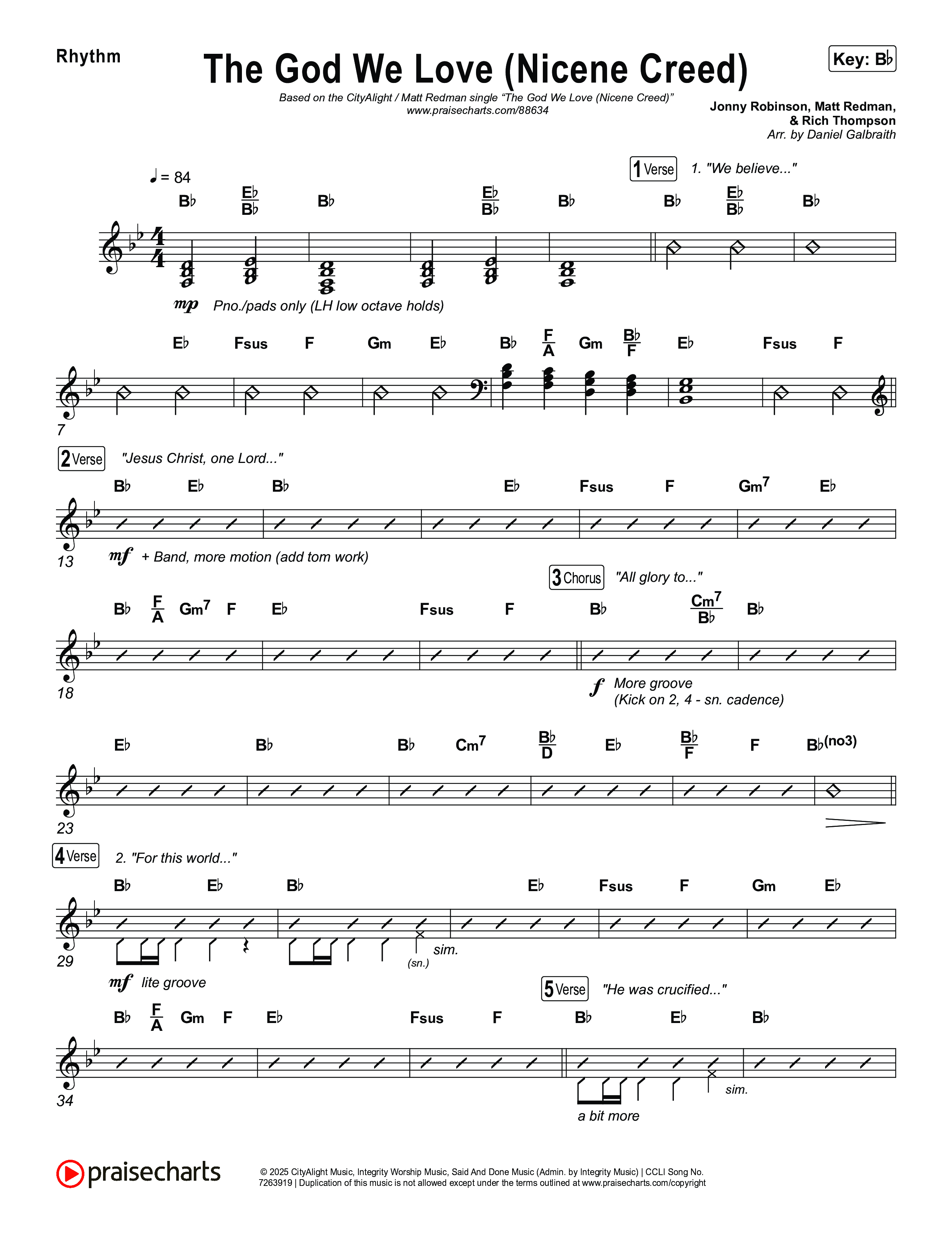 The God We Love (Nicene Creed) Rhythm Chart (CityAlight / Matt Redman)
