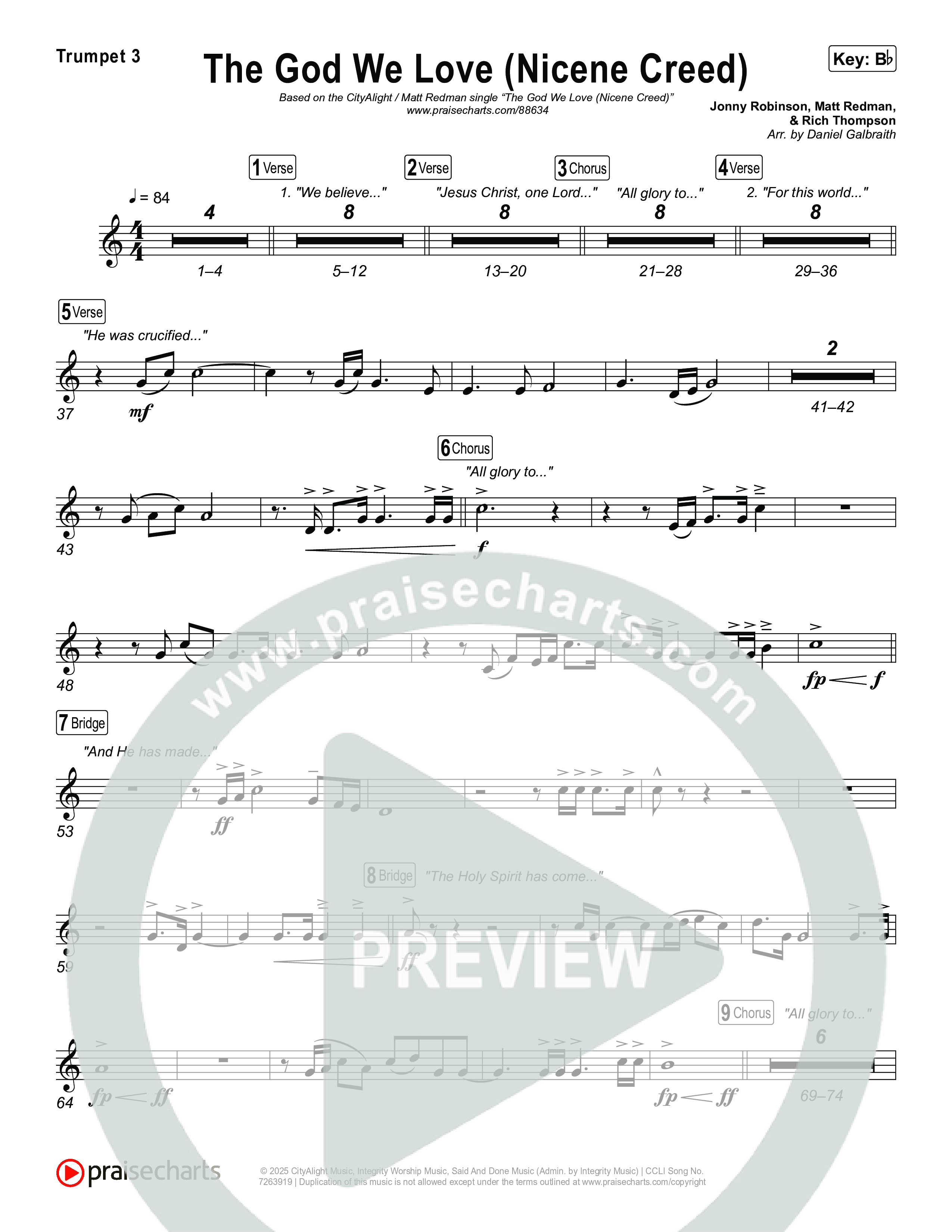 The God We Love (Nicene Creed) Trumpet 1,2 (CityAlight / Matt Redman)