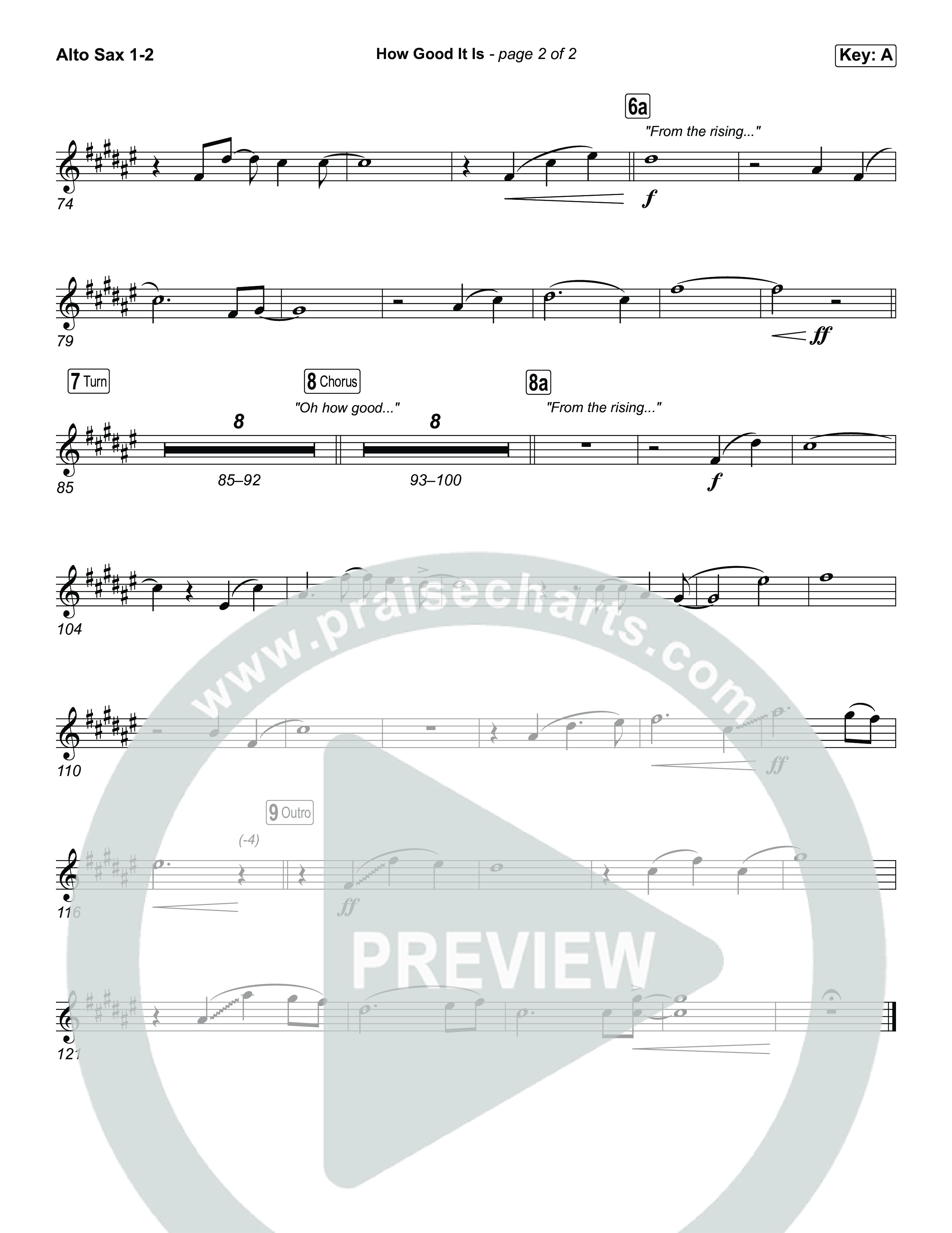 How Good It Is (Choral Anthem SATB) Alto Sax 1,2 (Chris Tomlin)
