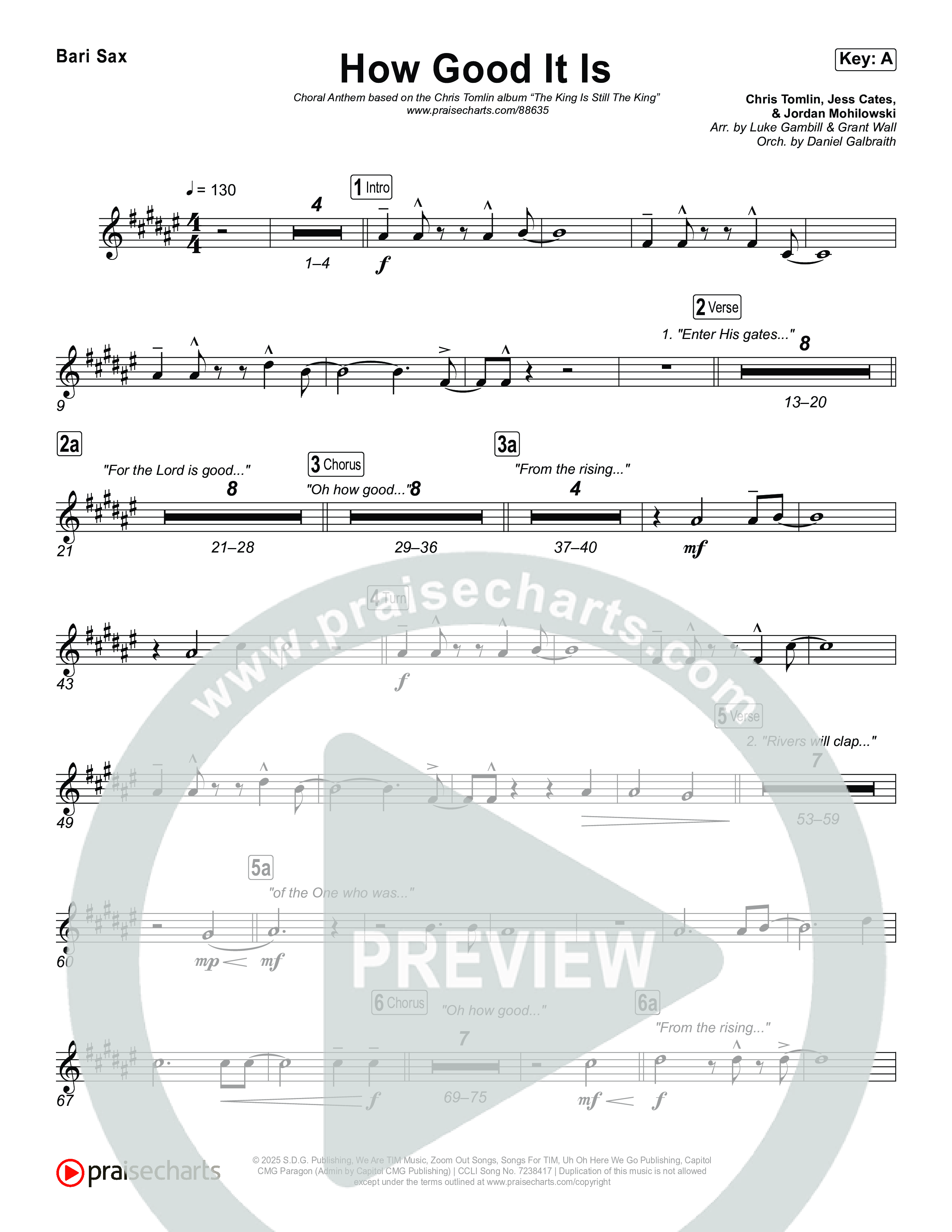 How Good It Is (Choral Anthem SATB) Bari Sax (Chris Tomlin)