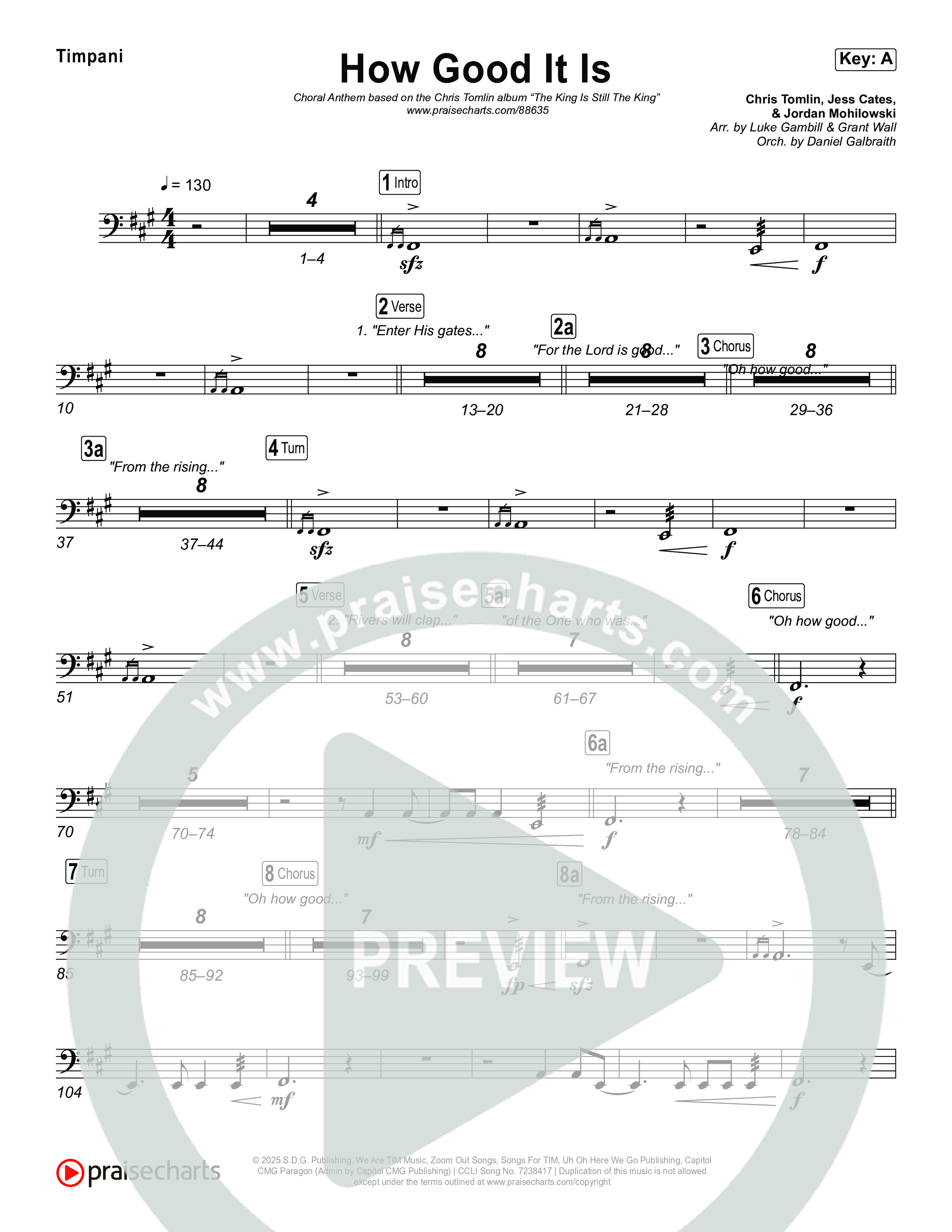How Good It Is (Choral Anthem SATB) Timpani (Chris Tomlin)