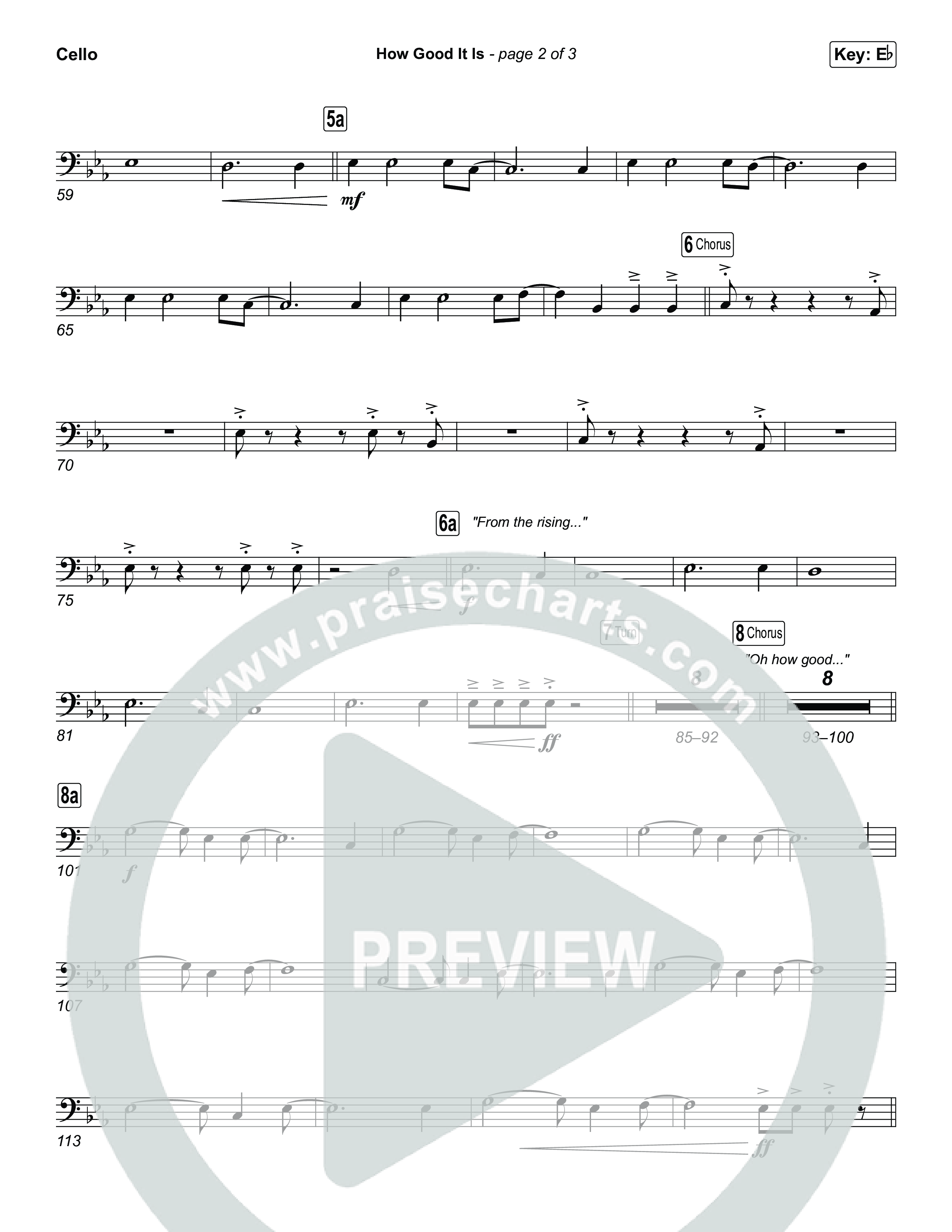 How Good It Is (Worship Choir/SAB) Cello (Chris Tomlin / Arr. Luke Gambill)