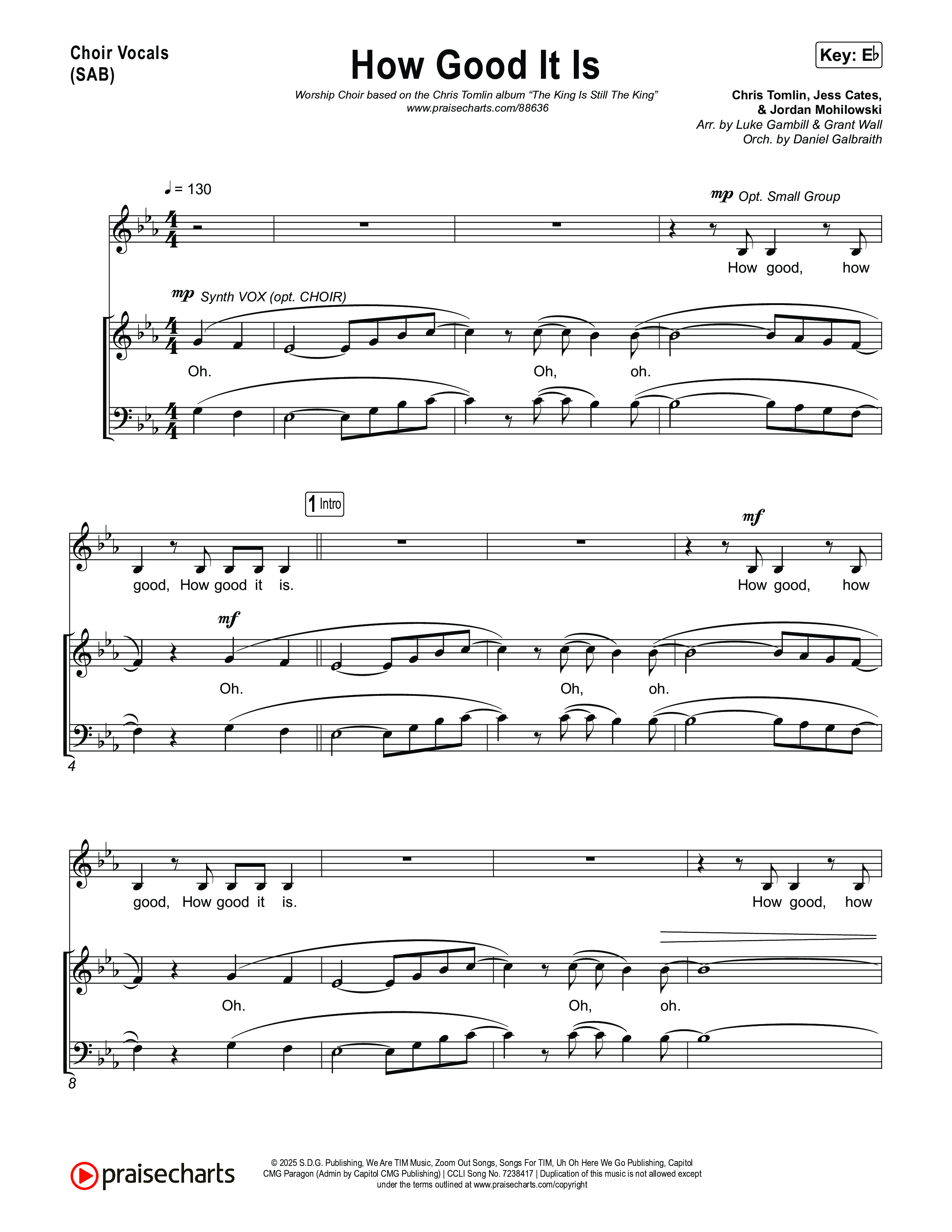 How Good It Is (Worship Choir/SAB) Choir Sheet (SAB) (Chris Tomlin / Arr. Luke Gambill)
