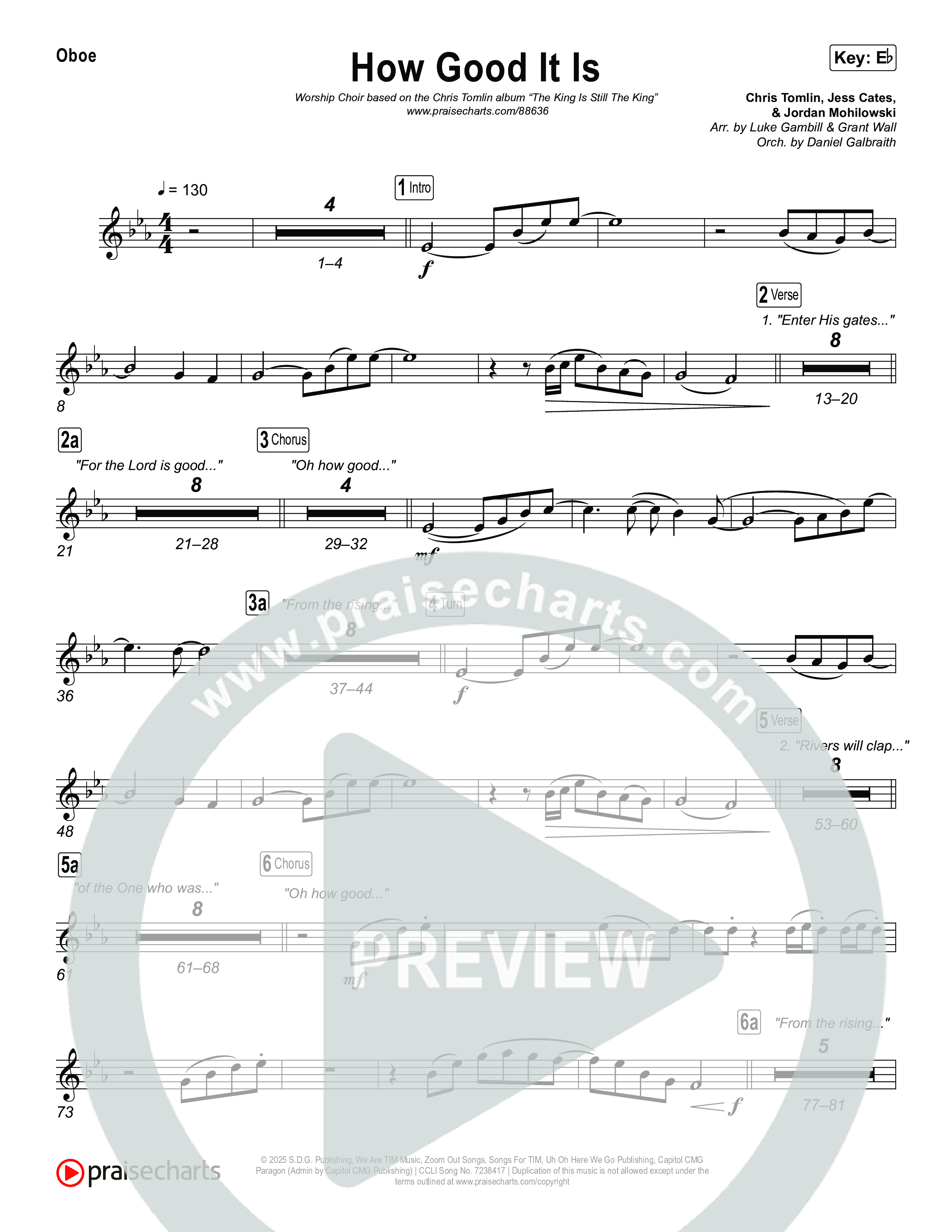 How Good It Is (Worship Choir/SAB) Oboe (Chris Tomlin / Arr. Luke Gambill)