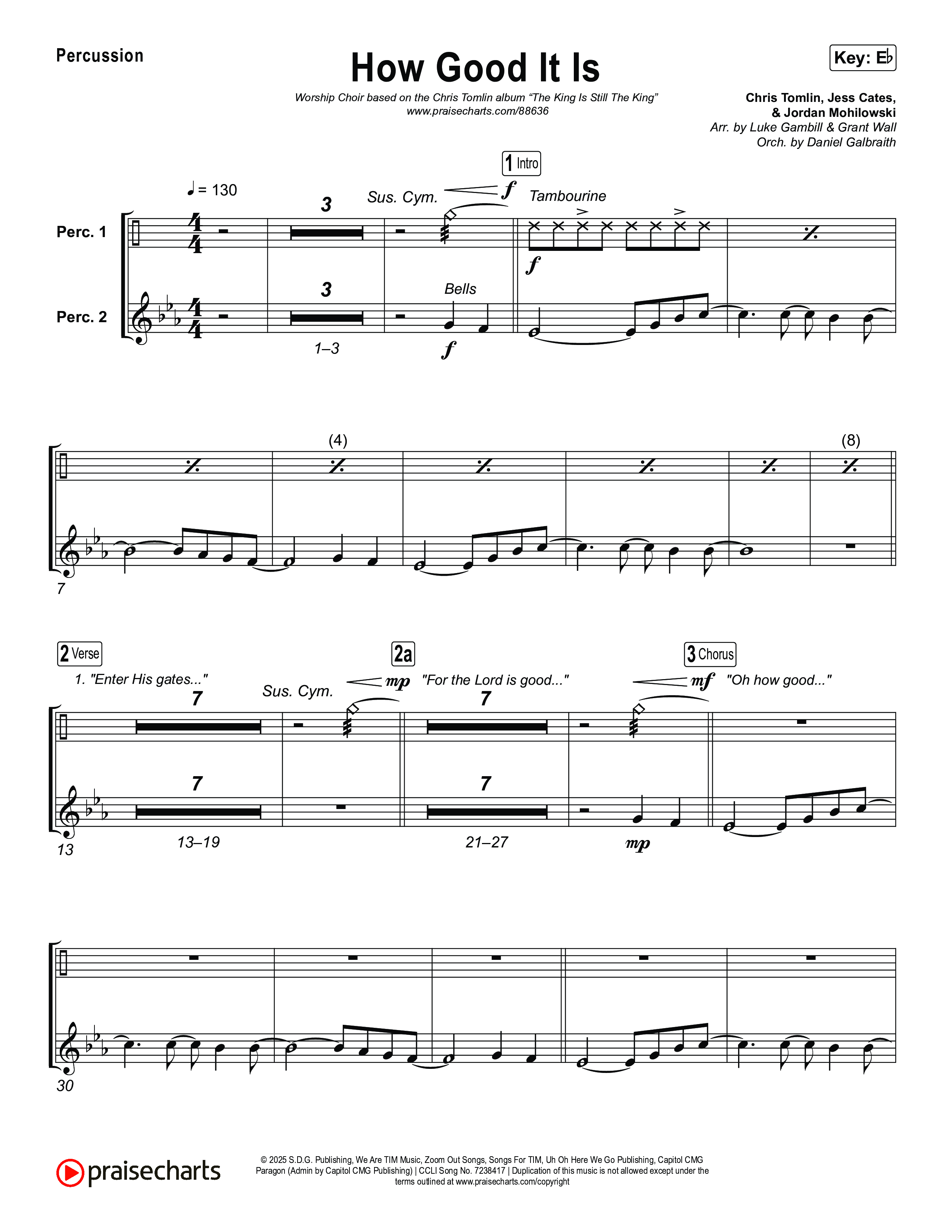 How Good It Is (Worship Choir/SAB) Percussion (Chris Tomlin / Arr. Luke Gambill)