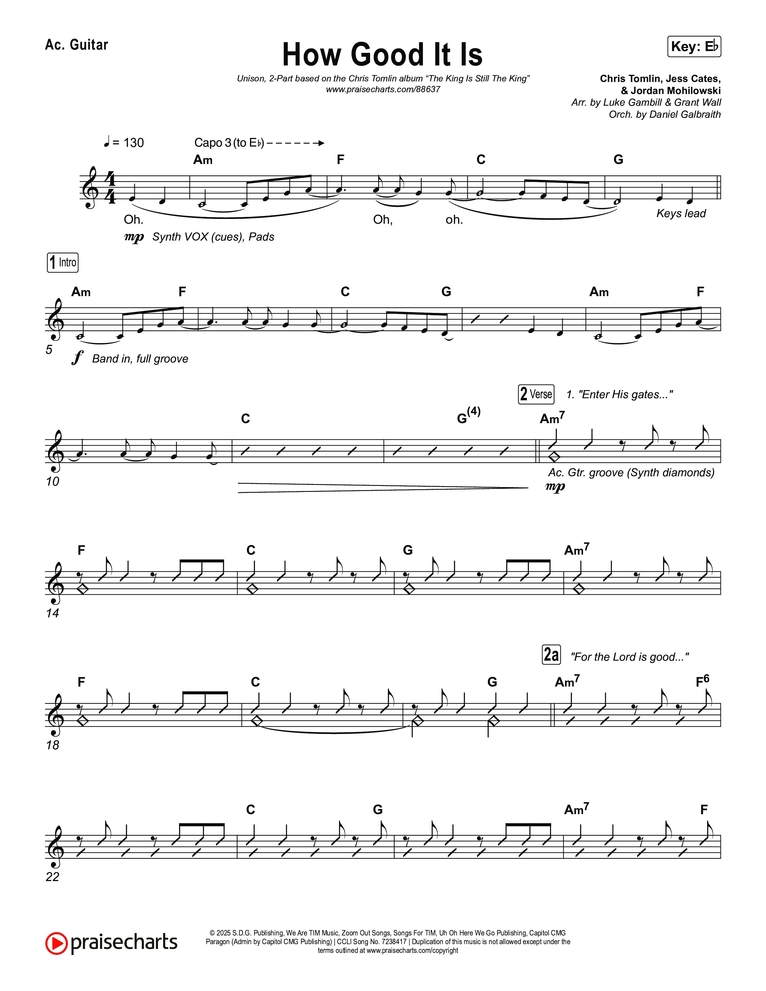 How Good It Is (Unison/2-Part) Acoustic Guitar (Chris Tomlin / Arr. Luke Gambill)