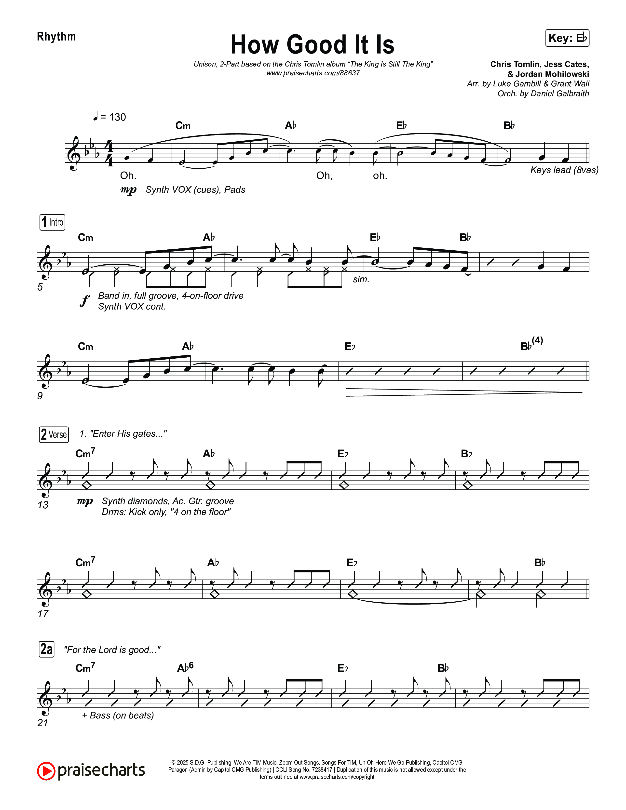 How Good It Is (Unison/2-Part) Rhythm Pack (Chris Tomlin / Arr. Luke Gambill)