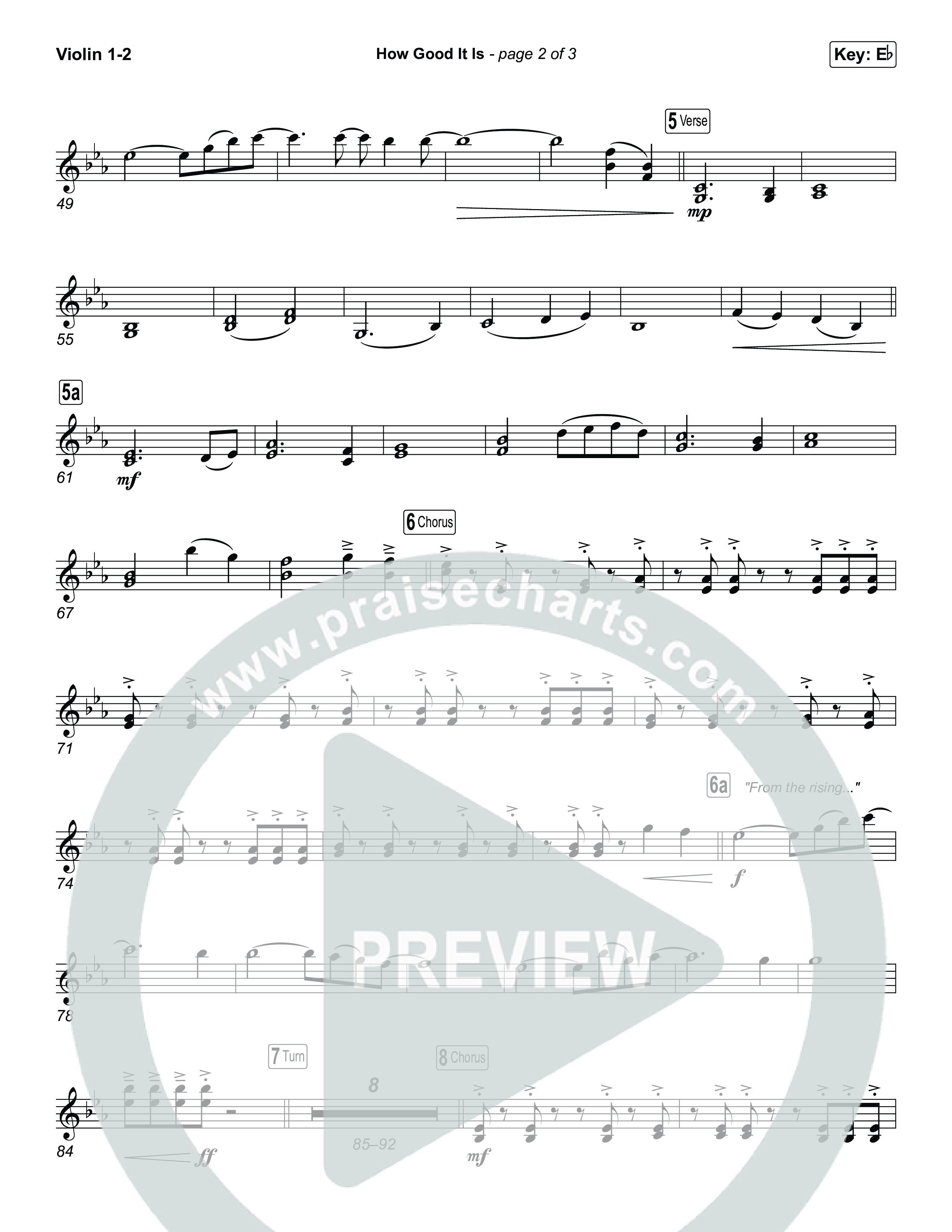 How Good It Is (Unison/2-Part) Violin 1/2 (Chris Tomlin / Arr. Luke Gambill)