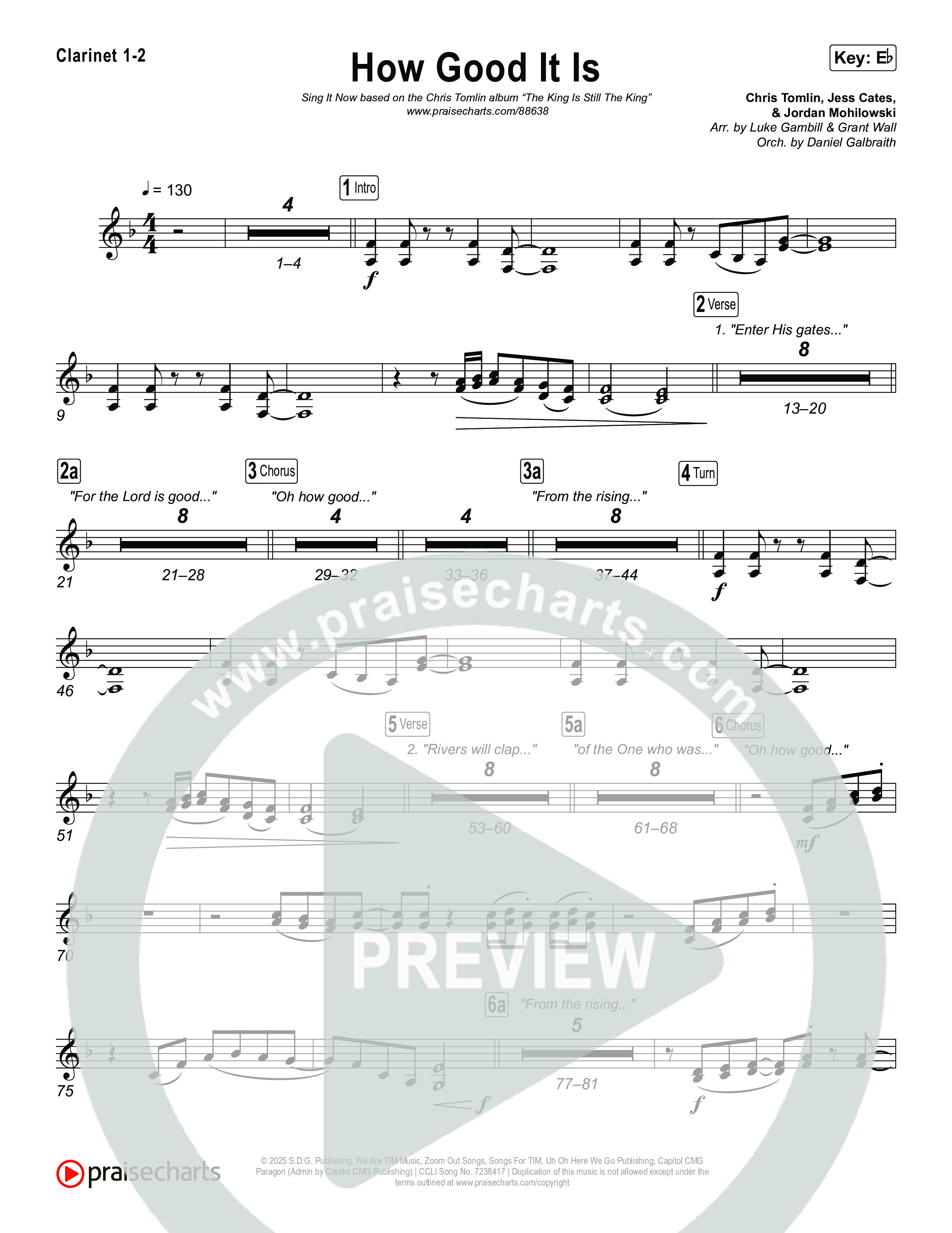 How Good It Is (Sing It Now) Clarinet 1/2 (Chris Tomlin / Arr. Luke Gambill)