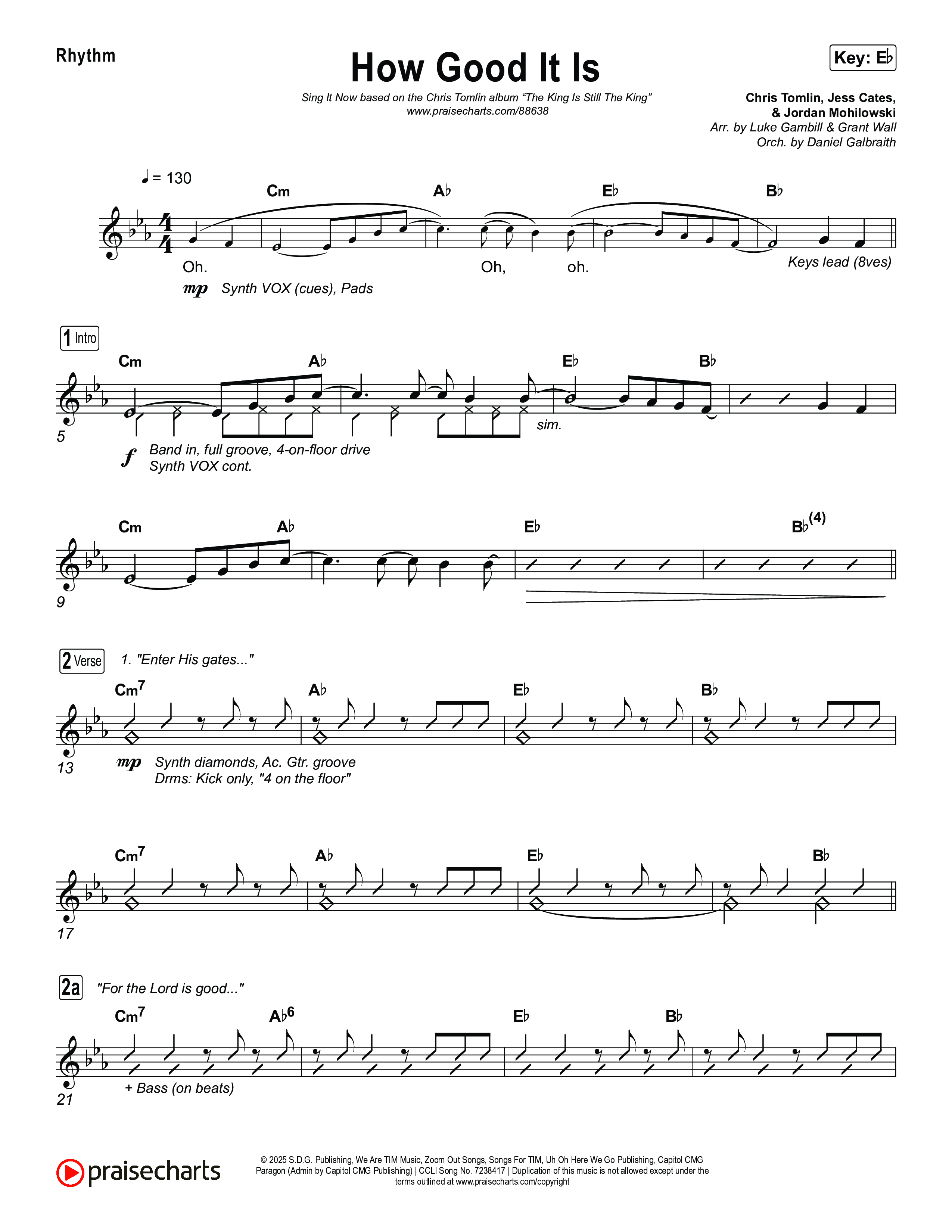 How Good It Is (Sing It Now) Rhythm Chart (Chris Tomlin / Arr. Luke Gambill)