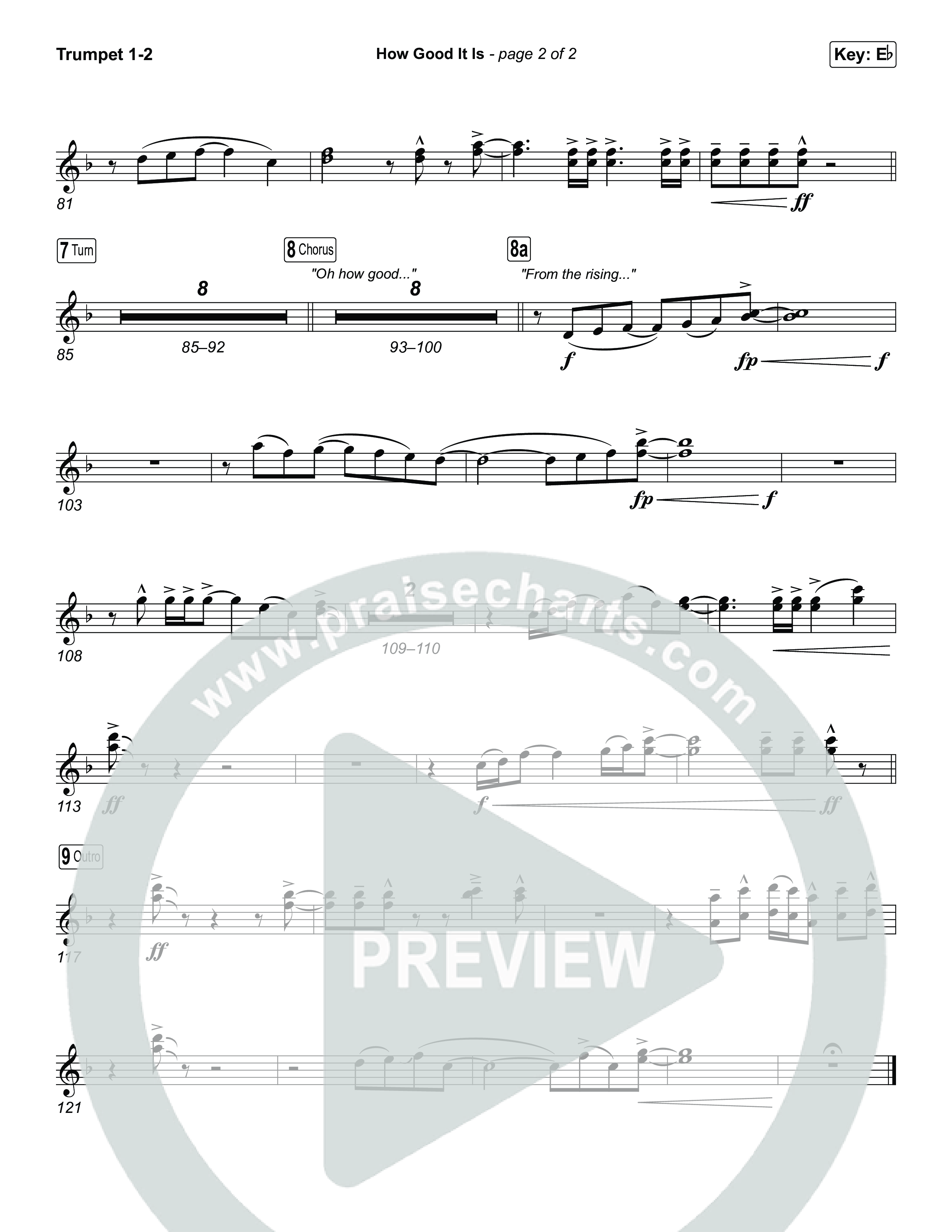 How Good It Is (Sing It Now) Trumpet 1,2 (Chris Tomlin / Arr. Luke Gambill)