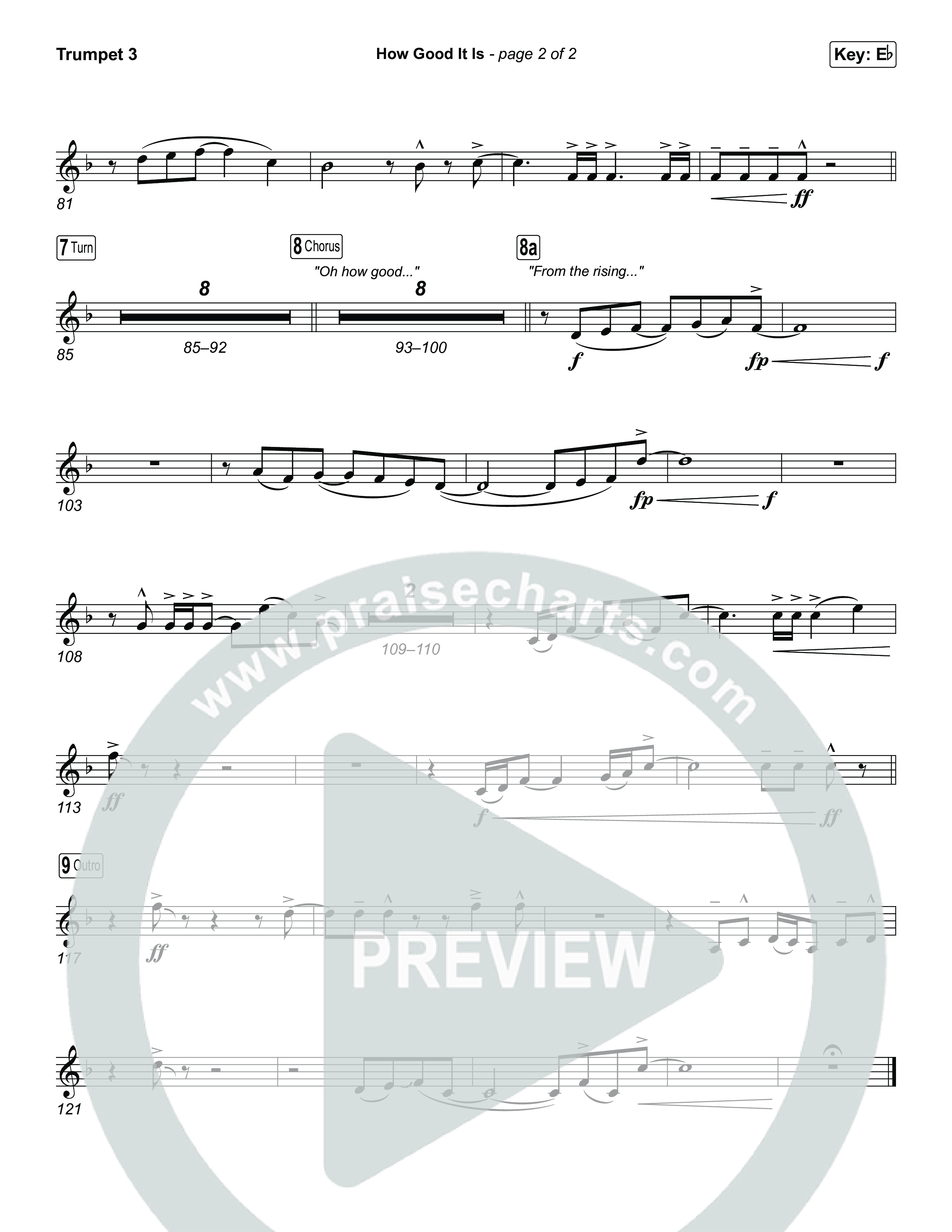 How Good It Is (Sing It Now) Trumpet 3 (Chris Tomlin / Arr. Luke Gambill)