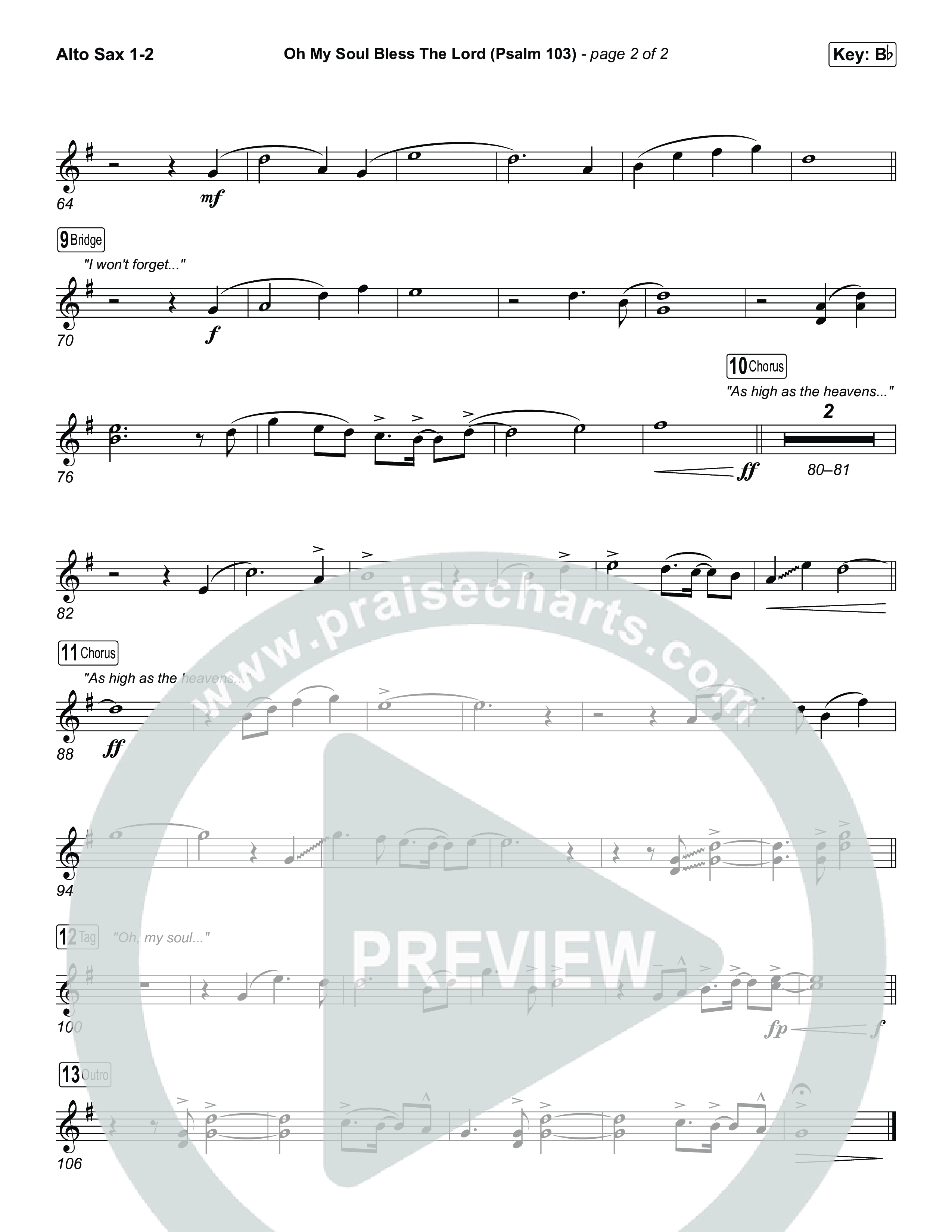 Oh My Soul Bless The Lord (Psalm 103) (Choral Anthem SATB) Alto Sax 1,2 (The Worship Initiative)