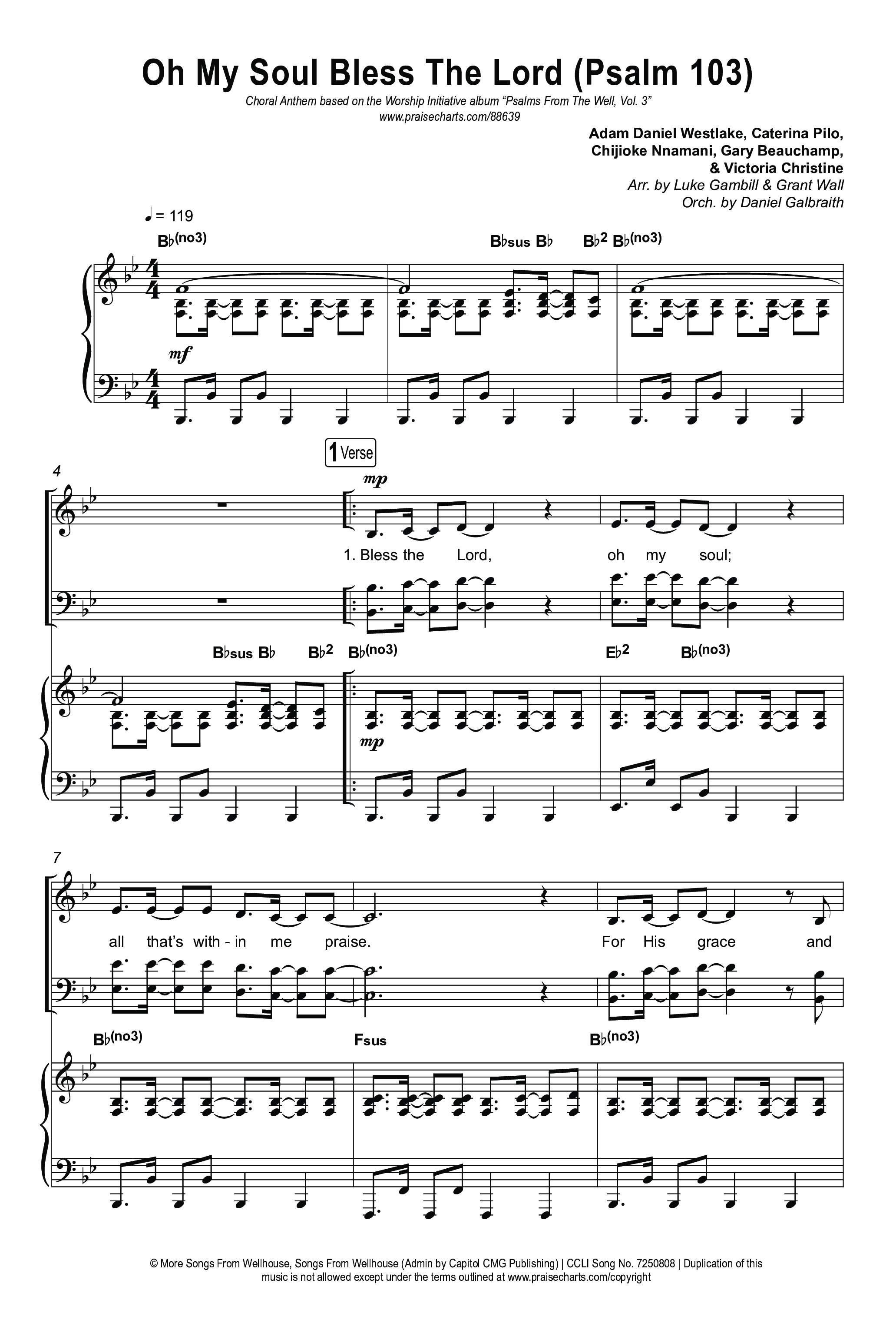 Oh My Soul Bless The Lord (Psalm 103) (Choral Anthem SATB) Octavo (SATB & Pno) (The Worship Initiative)