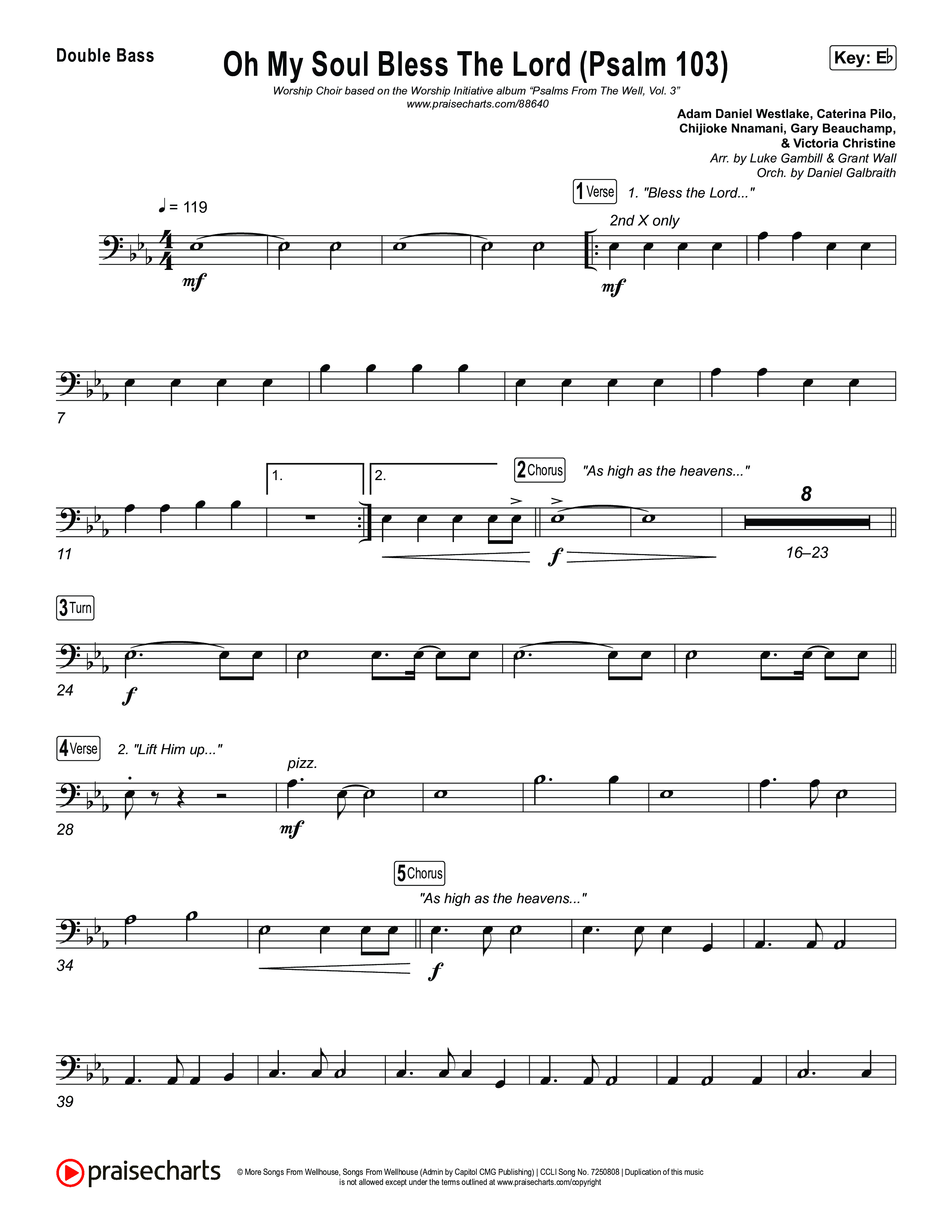 Oh My Soul Bless The Lord (Psalm 103) (Worship Choir/SAB) Double Bass (The Worship Initiative / Arr. Luke Gambill)