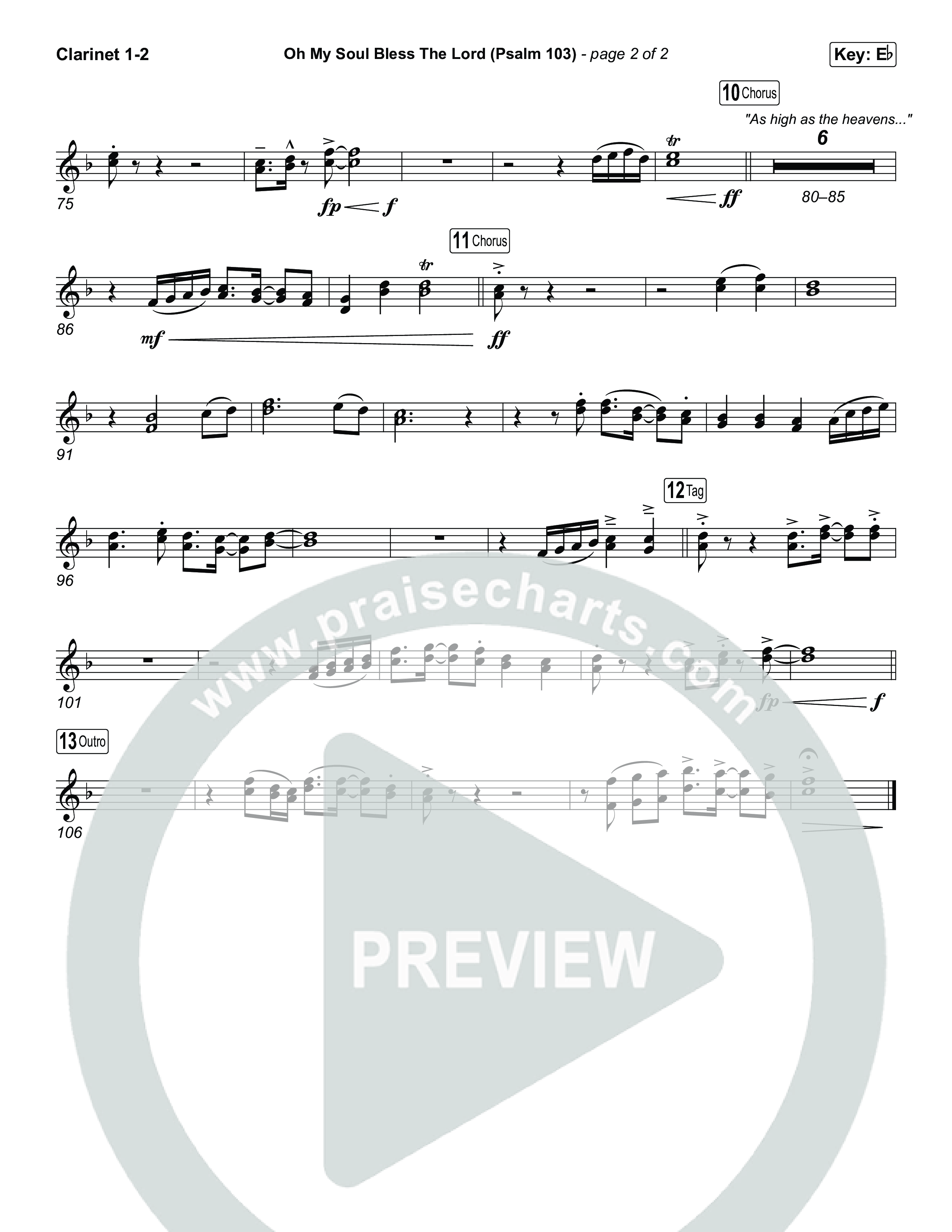 Oh My Soul Bless The Lord (Psalm 103) (Unison/2-Part) Clarinet 1/2 (The Worship Initiative / Arr. Luke Gambill)