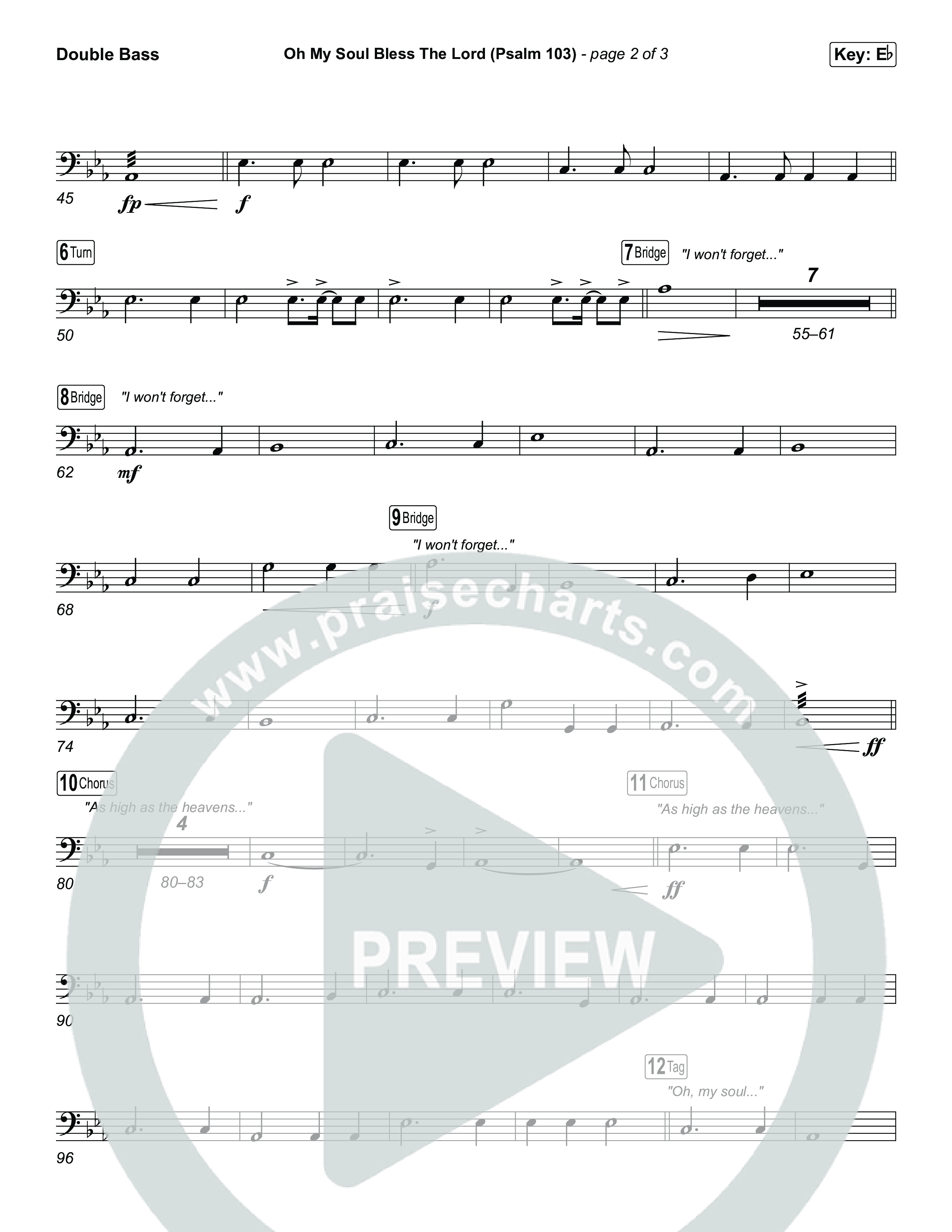Oh My Soul Bless The Lord (Psalm 103) (Unison/2-Part) Double Bass (The Worship Initiative / Arr. Luke Gambill)