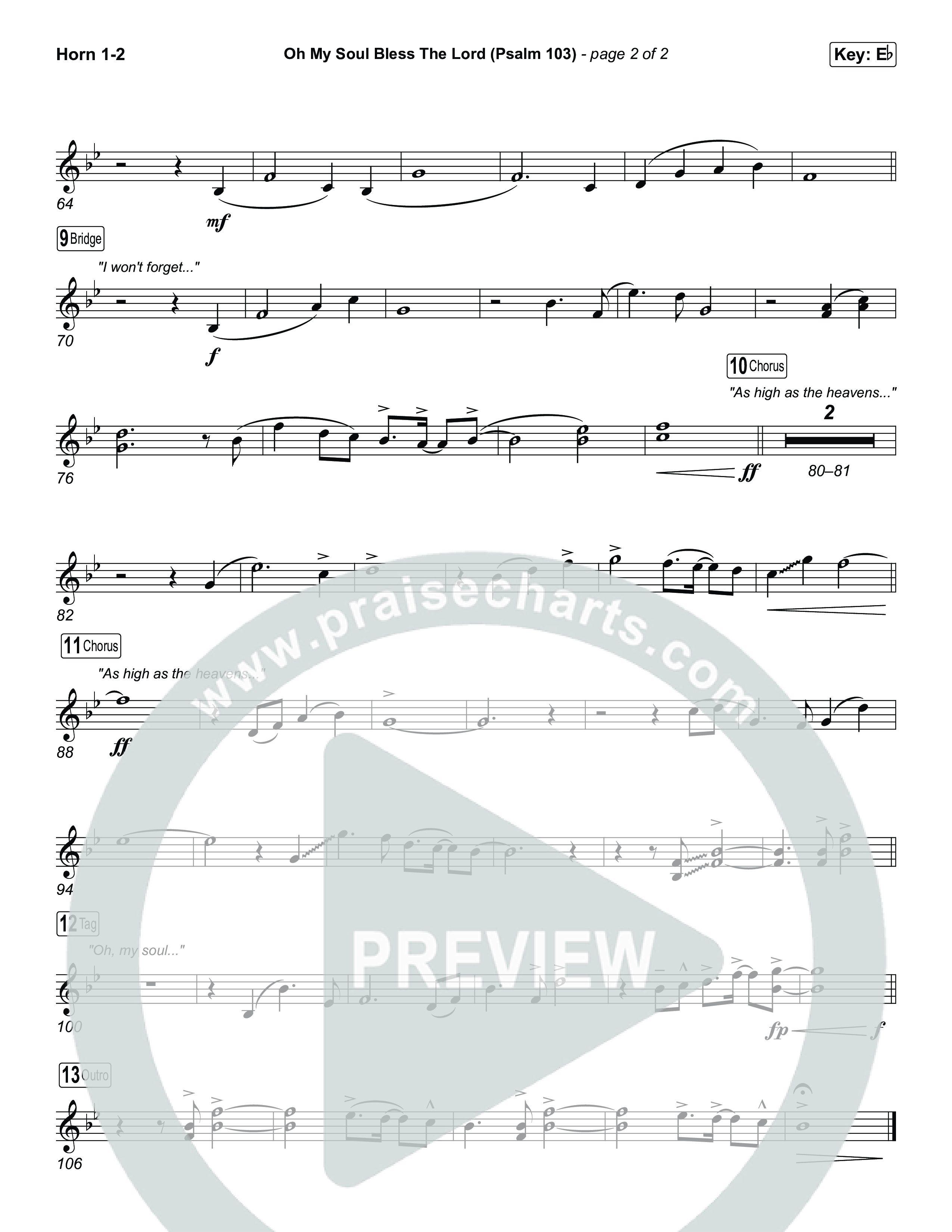 Oh My Soul Bless The Lord (Psalm 103) (Unison/2-Part) French Horn 1/2 (The Worship Initiative / Arr. Luke Gambill)