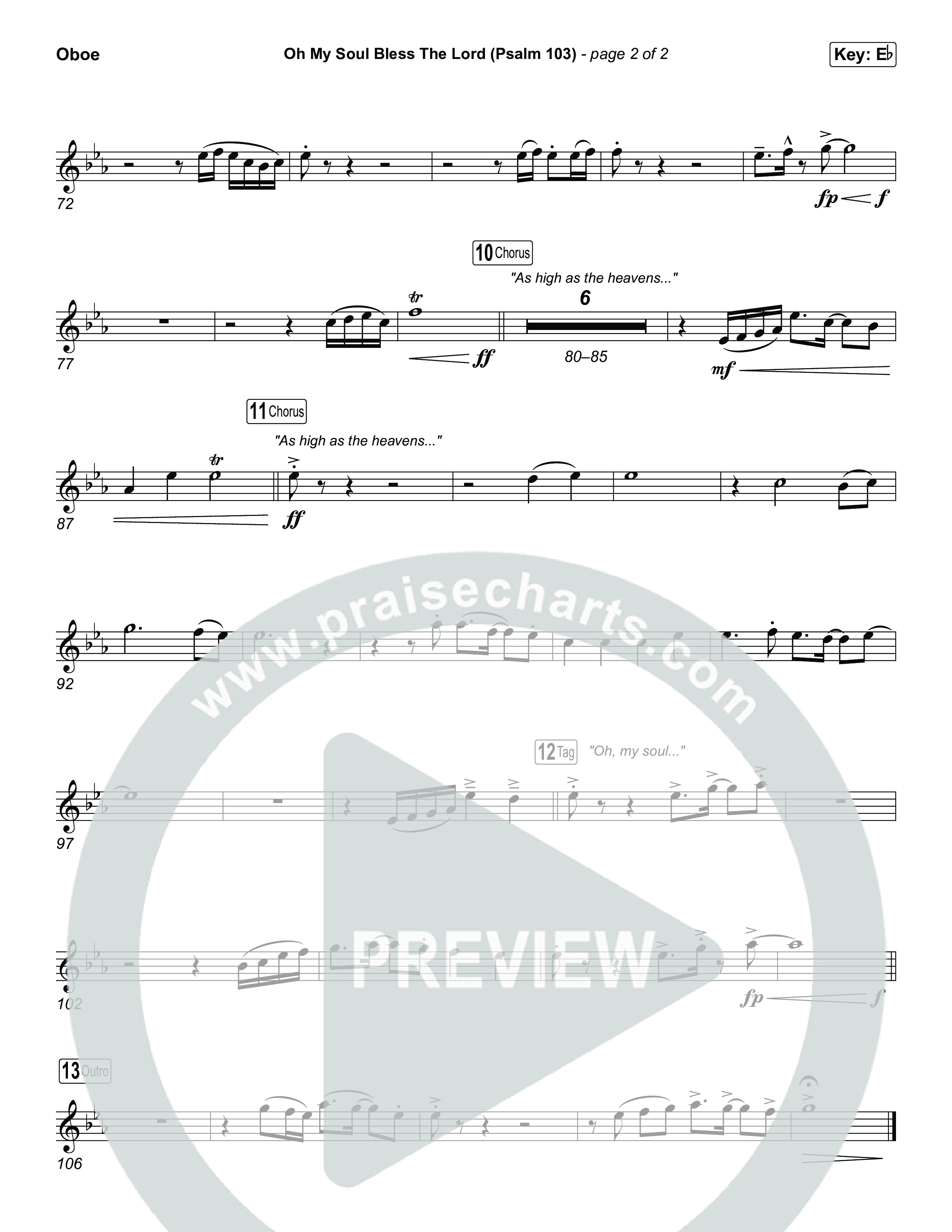 Oh My Soul Bless The Lord (Psalm 103) (Unison/2-Part) Oboe (The Worship Initiative / Arr. Luke Gambill)