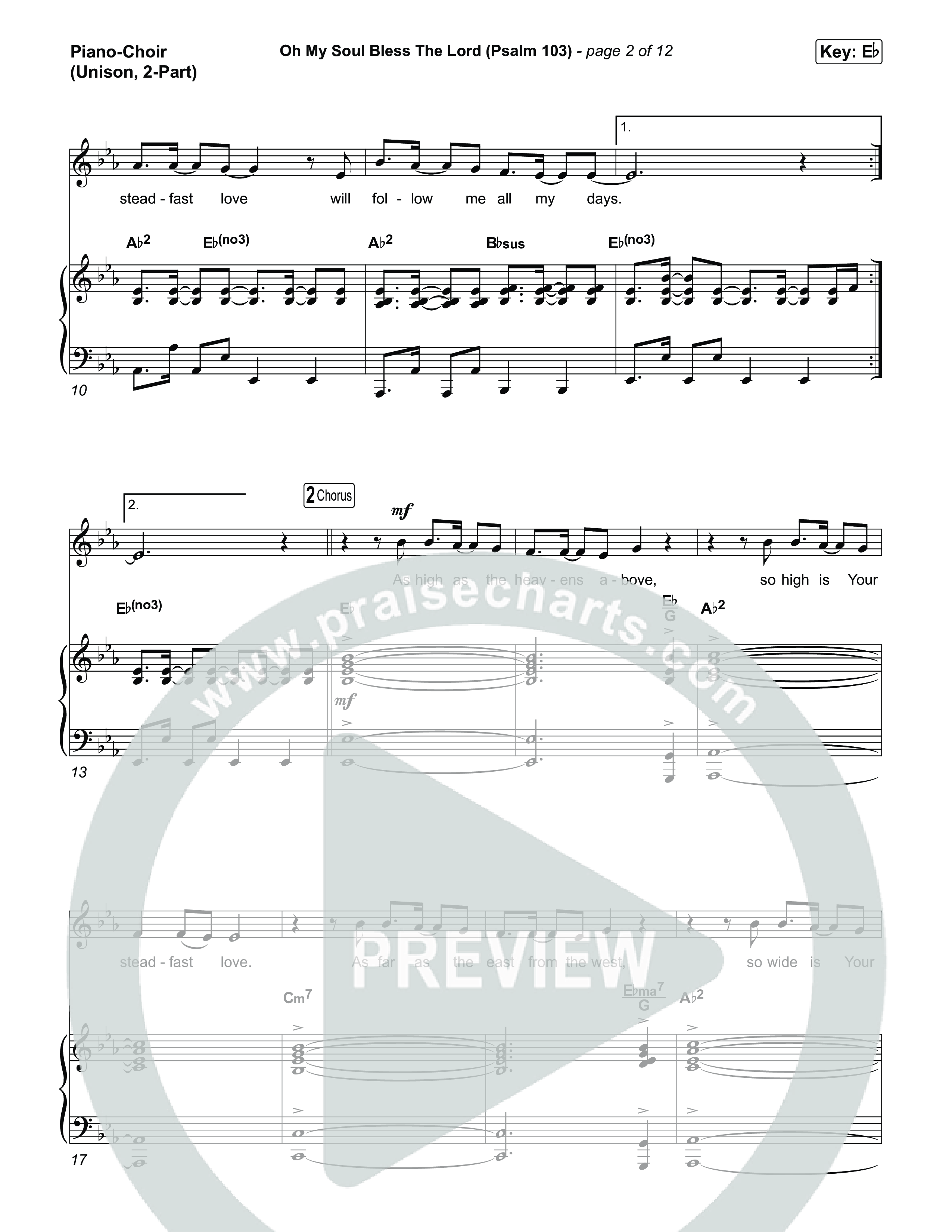 Oh My Soul Bless The Lord (Psalm 103) (Unison/2-Part) Piano/Choir (Uni/2-Part) (The Worship Initiative / Arr. Luke Gambill)