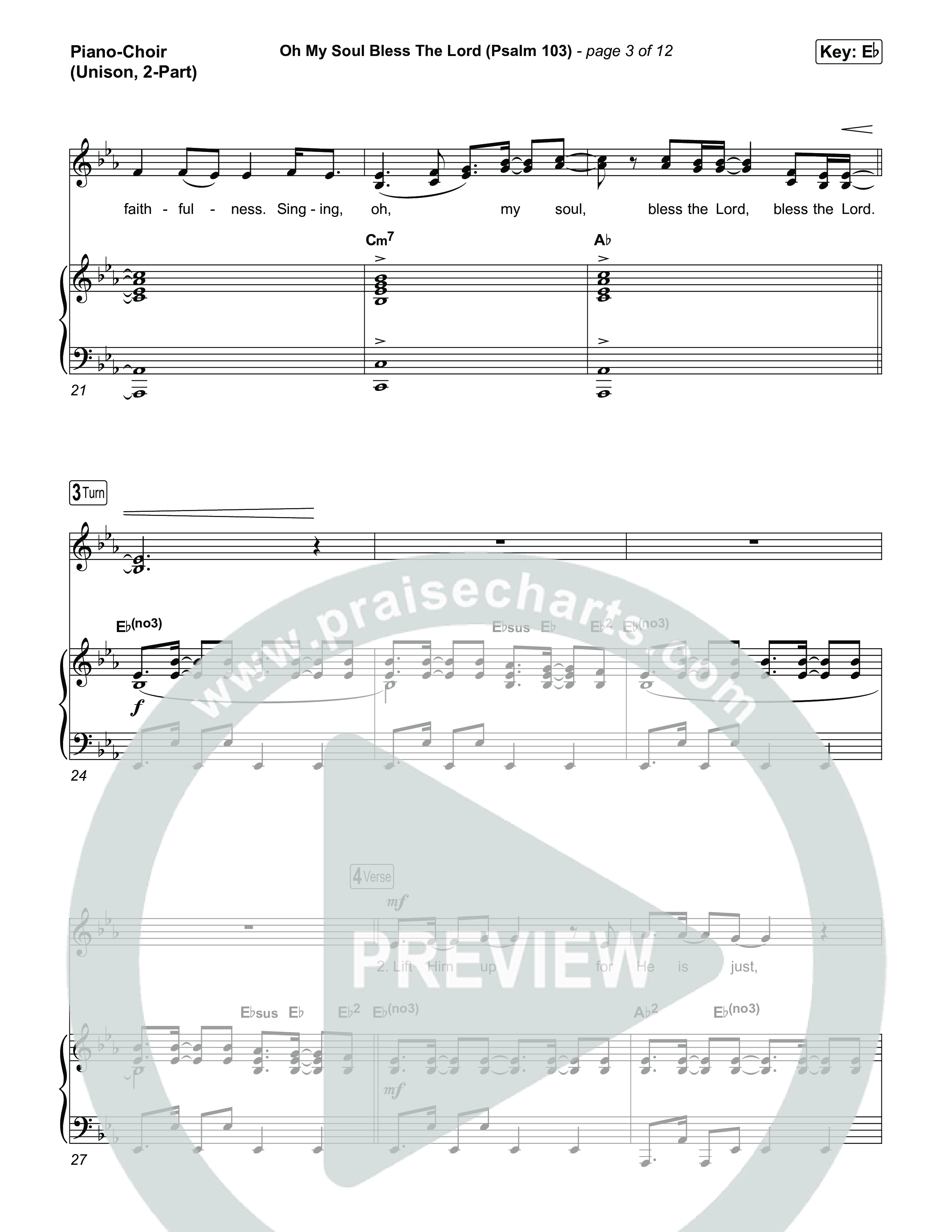 Oh My Soul Bless The Lord (Psalm 103) (Unison/2-Part) Piano/Choir (Uni/2-Part) (The Worship Initiative / Arr. Luke Gambill)