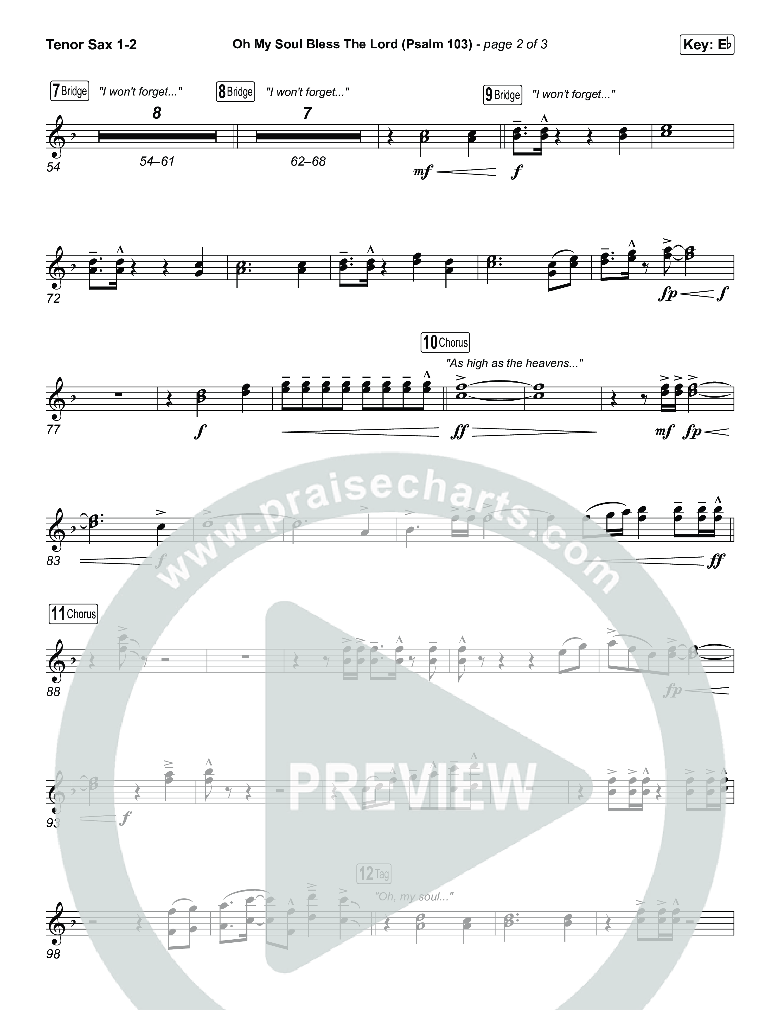 Oh My Soul Bless The Lord (Psalm 103) (Unison/2-Part) Tenor Sax 1/2 (The Worship Initiative / Arr. Luke Gambill)