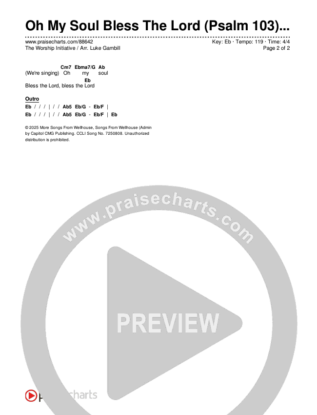 Oh My Soul Bless The Lord (Psalm 103) (Sing It Now) Chords & Lyrics (The Worship Initiative / Arr. Luke Gambill)