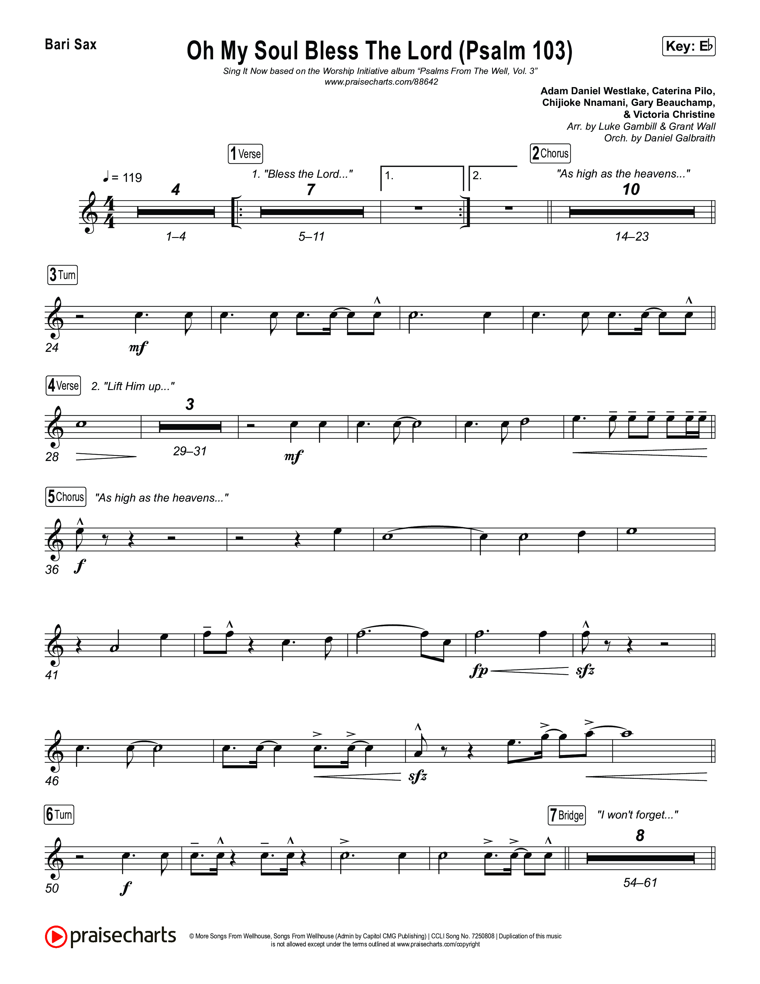 Oh My Soul Bless The Lord (Psalm 103) (Sing It Now) Bari Sax (The Worship Initiative / Arr. Luke Gambill)