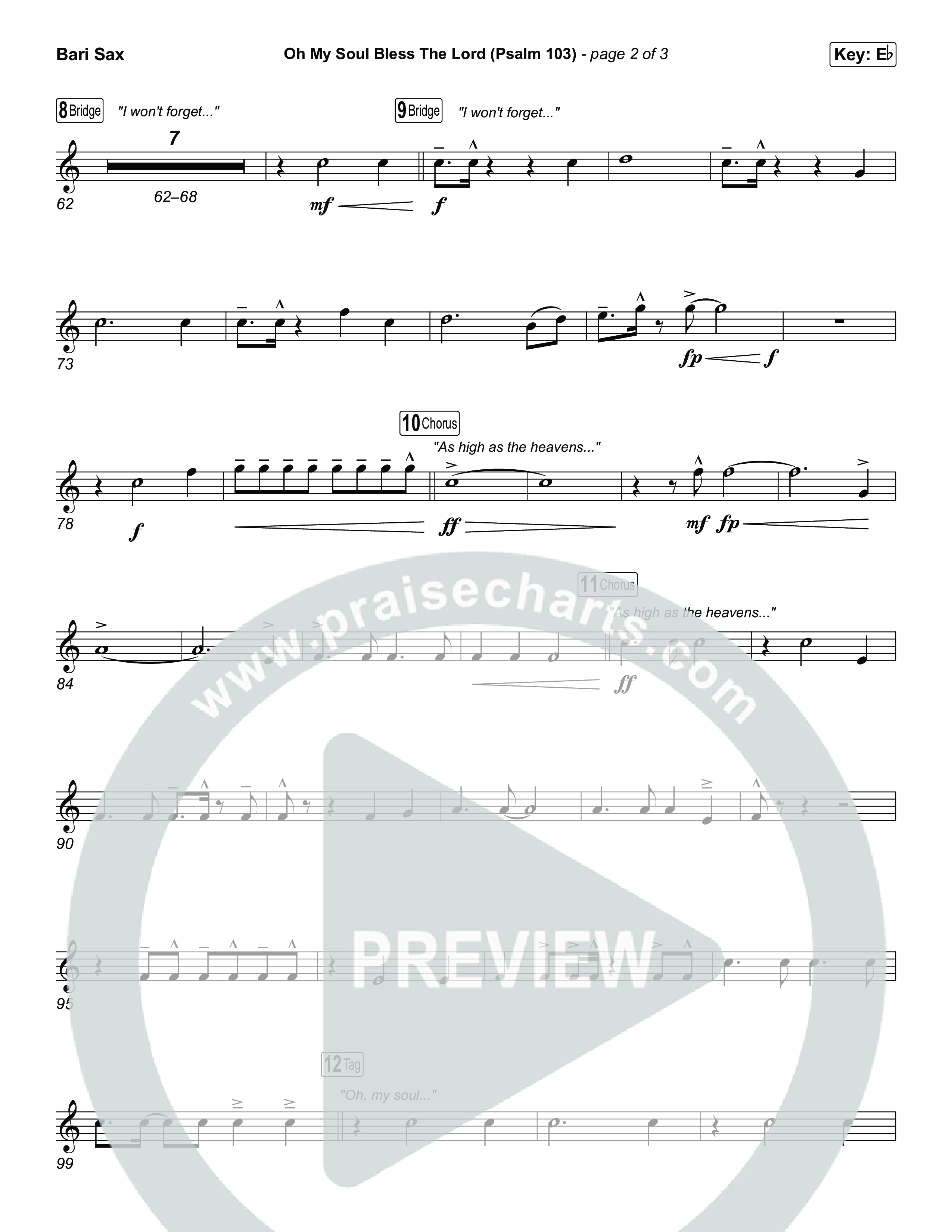 Oh My Soul Bless The Lord (Psalm 103) (Sing It Now) Bari Sax (The Worship Initiative / Arr. Luke Gambill)