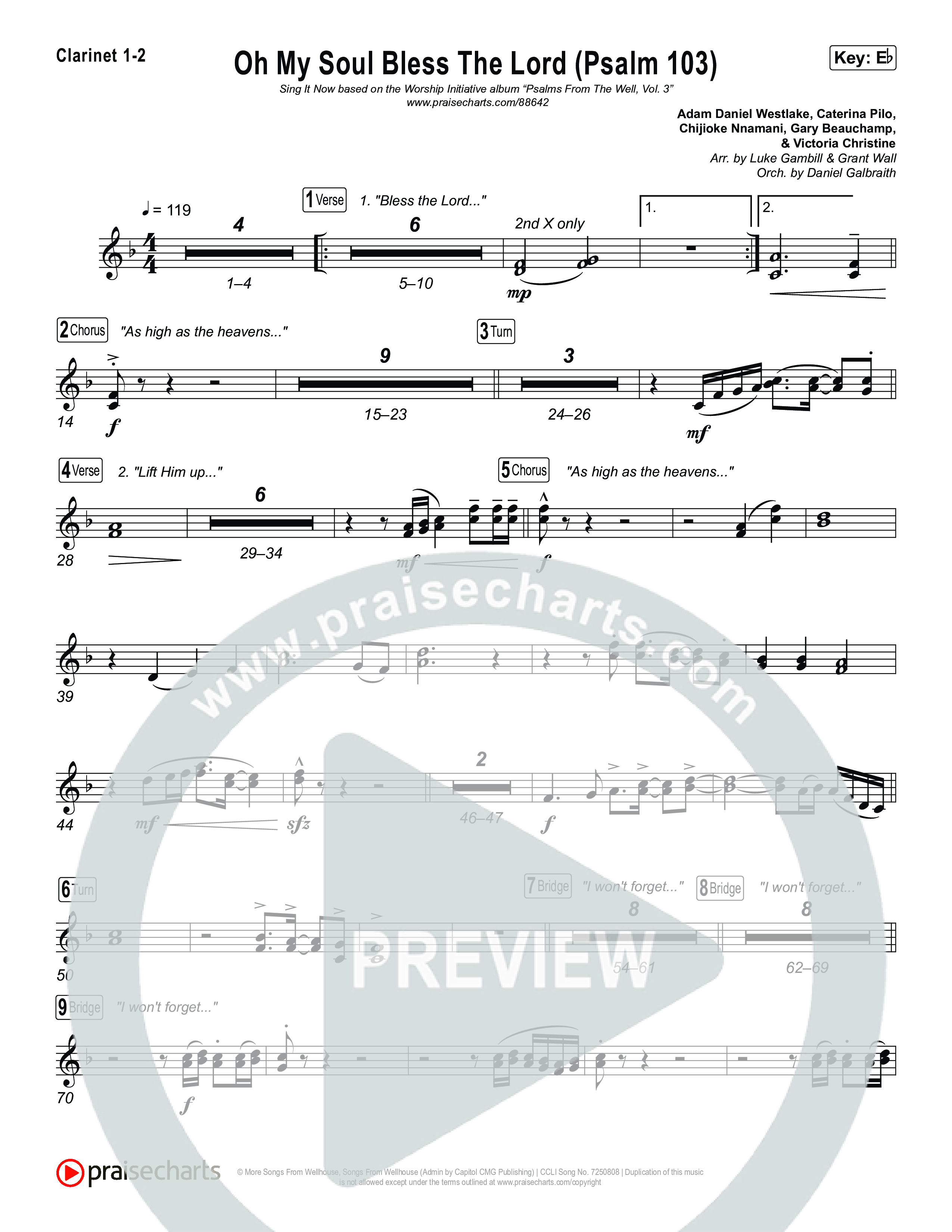 Oh My Soul Bless The Lord (Psalm 103) (Sing It Now) Clarinet 1/2 (The Worship Initiative / Arr. Luke Gambill)