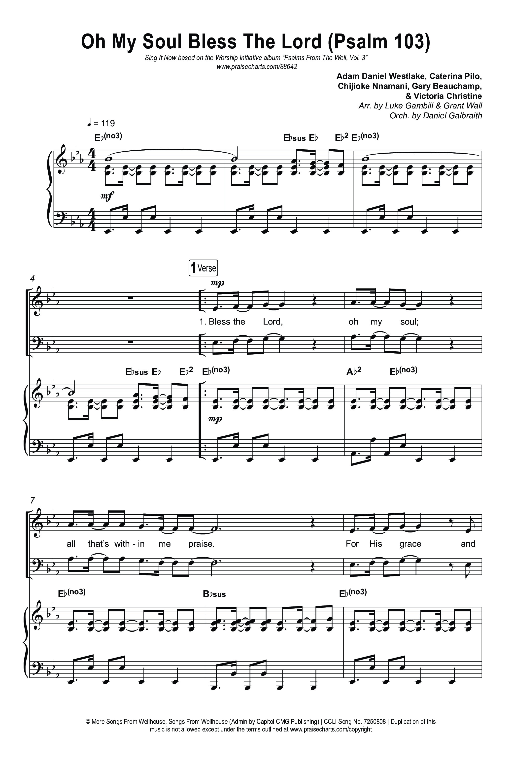 Oh My Soul Bless The Lord (Psalm 103) (Sing It Now) Octavo (SATB & Pno) (The Worship Initiative / Arr. Luke Gambill)