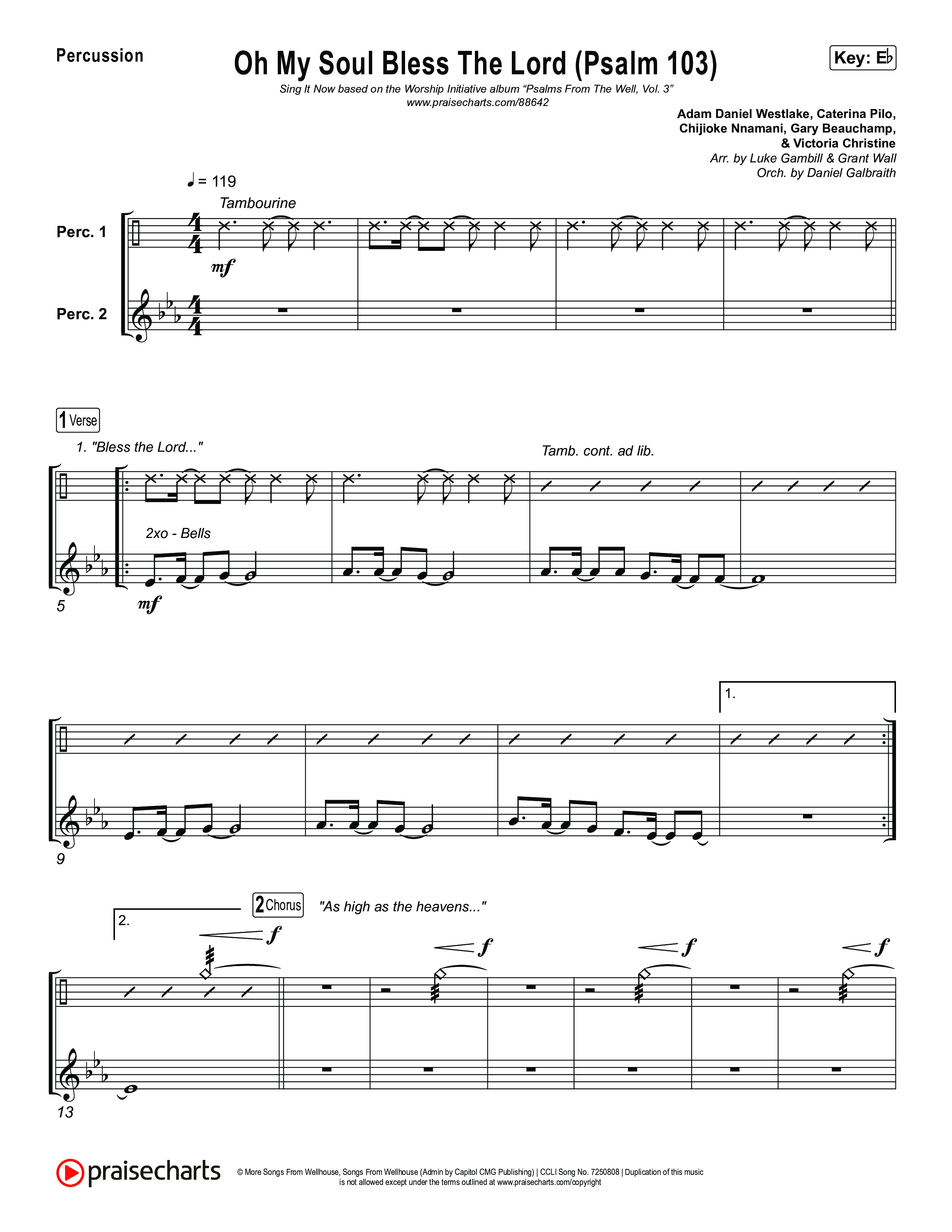 Oh My Soul Bless The Lord (Psalm 103) (Sing It Now) Percussion (The Worship Initiative / Arr. Luke Gambill)