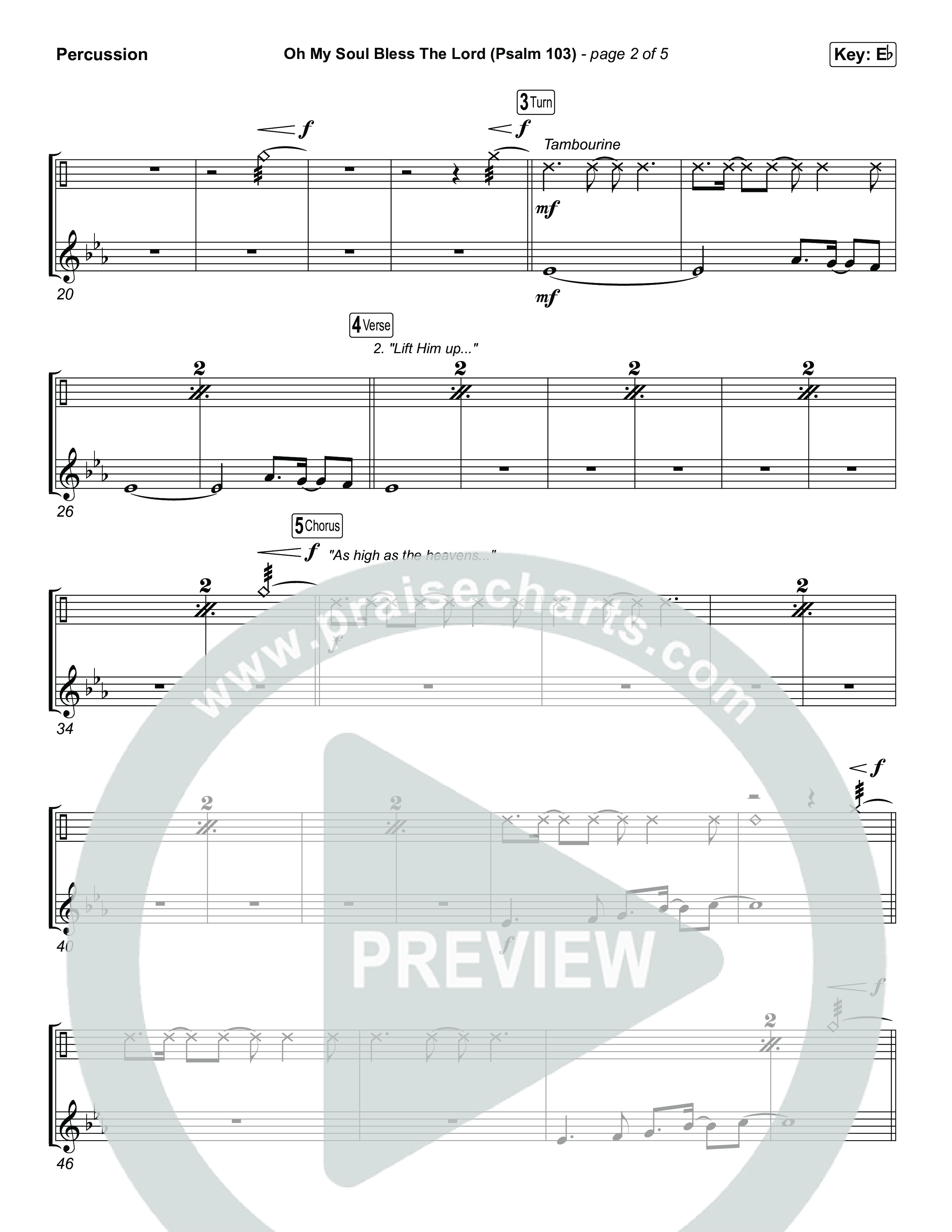 Oh My Soul Bless The Lord (Psalm 103) (Sing It Now) Percussion (The Worship Initiative / Arr. Luke Gambill)