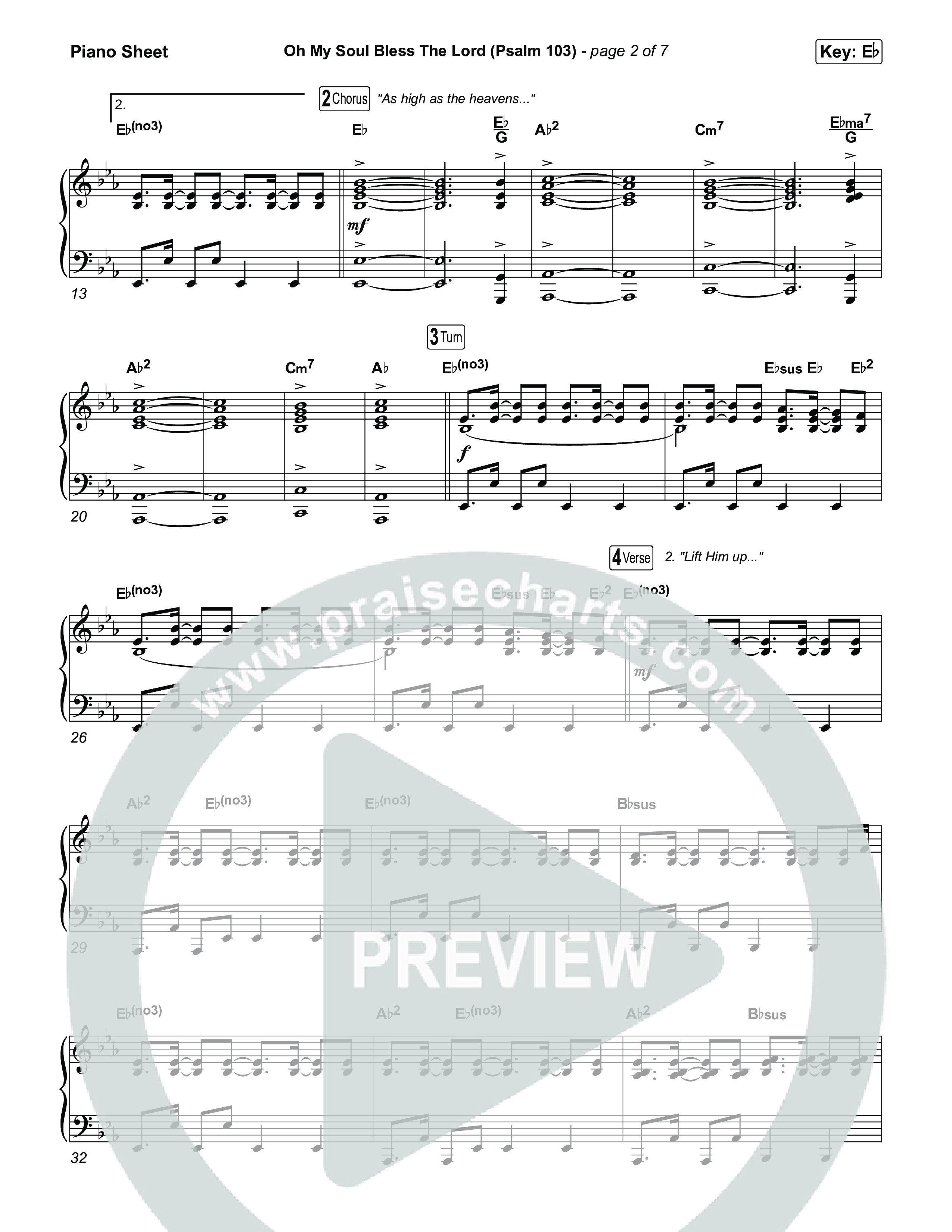 Oh My Soul Bless The Lord (Psalm 103) (Sing It Now) Piano Sheet (The Worship Initiative / Arr. Luke Gambill)