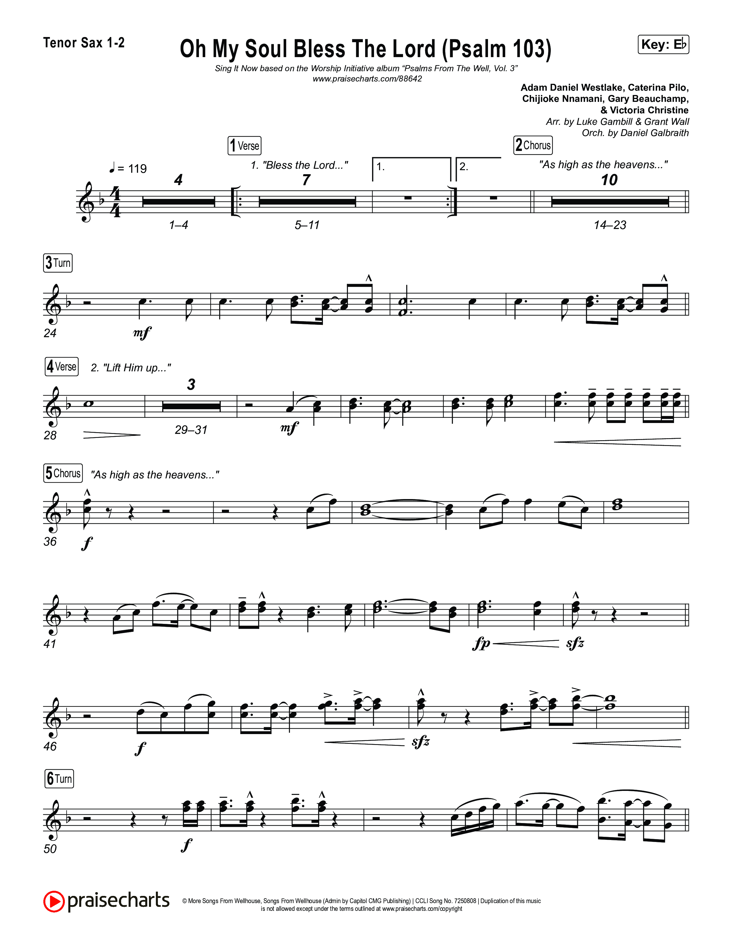 Oh My Soul Bless The Lord (Psalm 103) (Sing It Now) Sax Pack (The Worship Initiative / Arr. Luke Gambill)