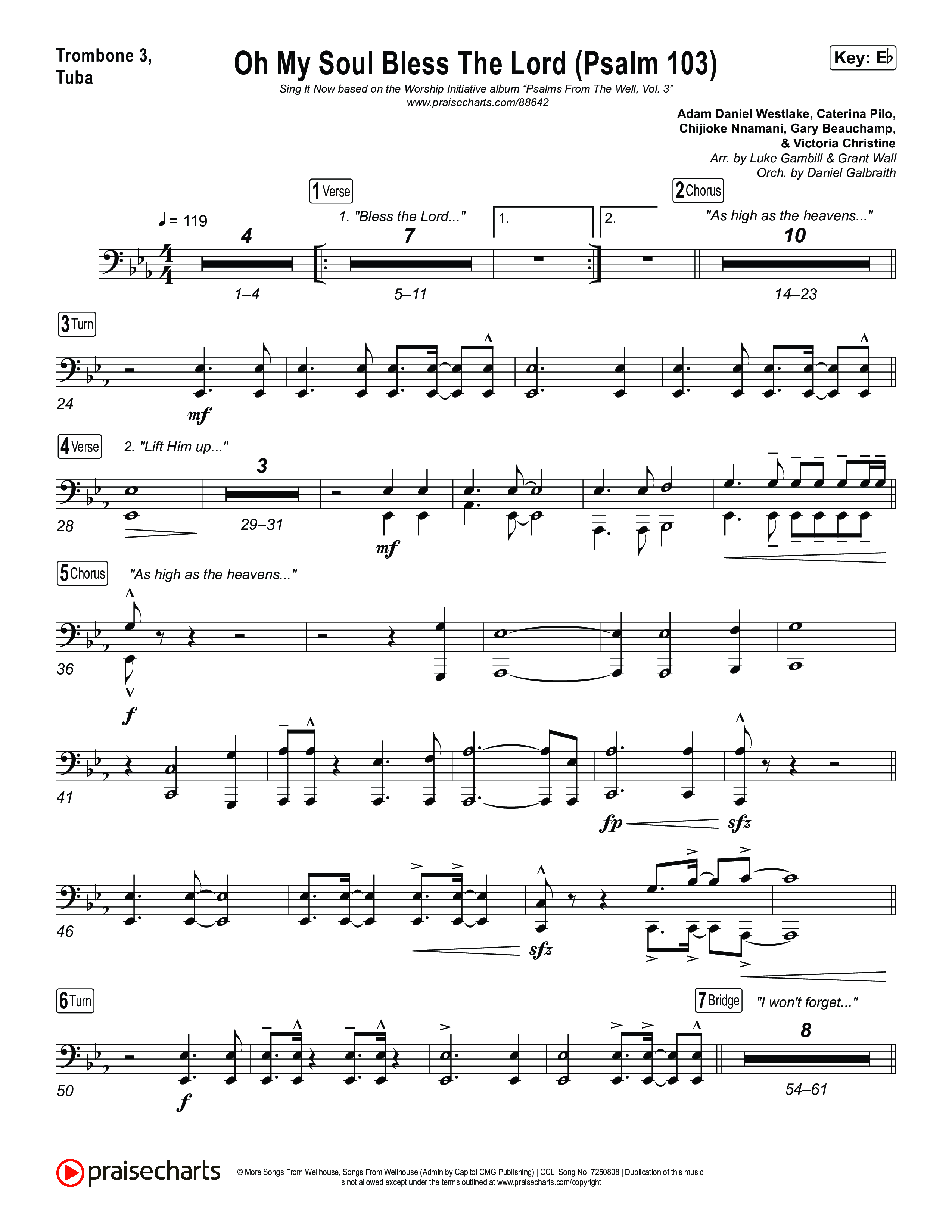 Oh My Soul Bless The Lord (Psalm 103) (Sing It Now) Trombone 3/Tuba (The Worship Initiative / Arr. Luke Gambill)