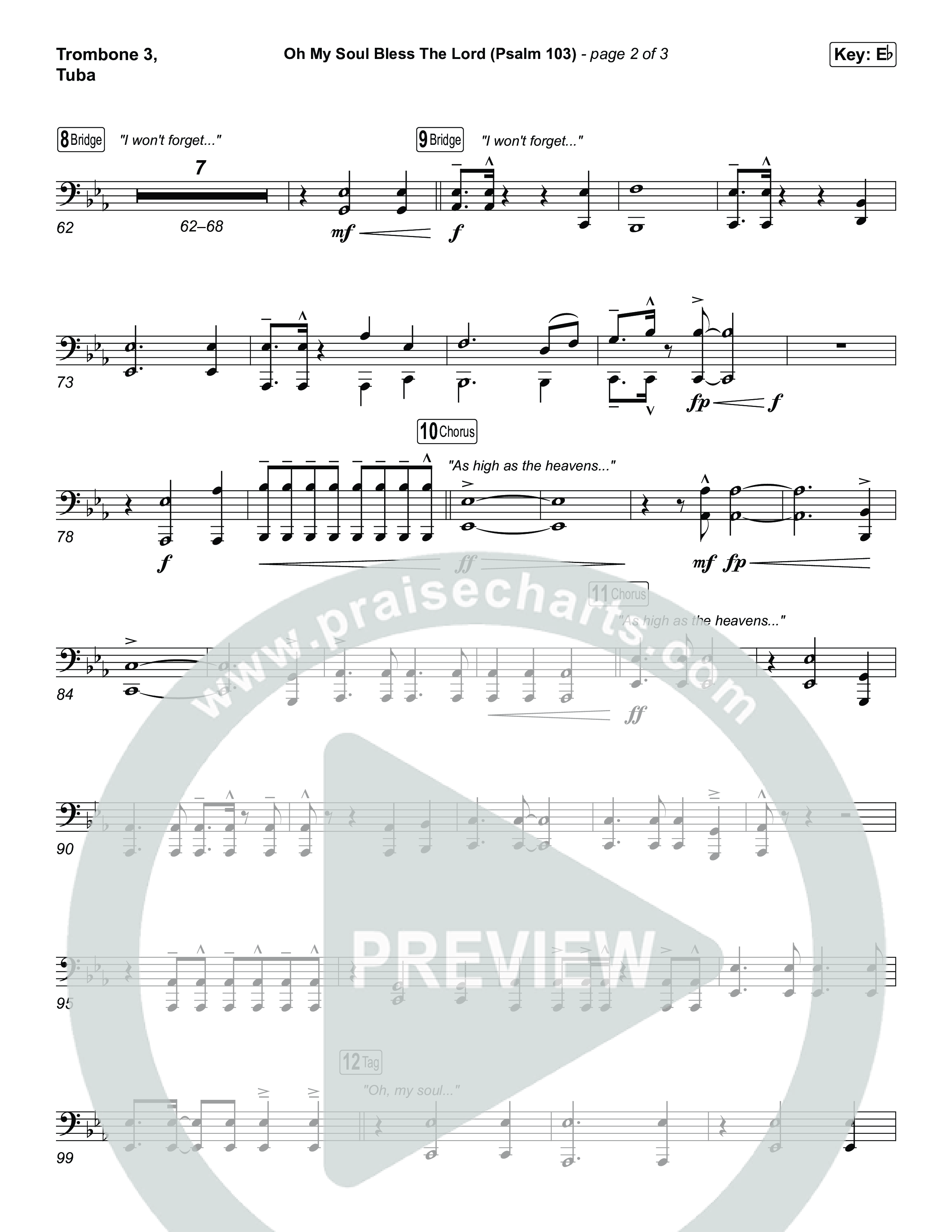 Oh My Soul Bless The Lord (Psalm 103) (Sing It Now) Trombone 3/Tuba (The Worship Initiative / Arr. Luke Gambill)