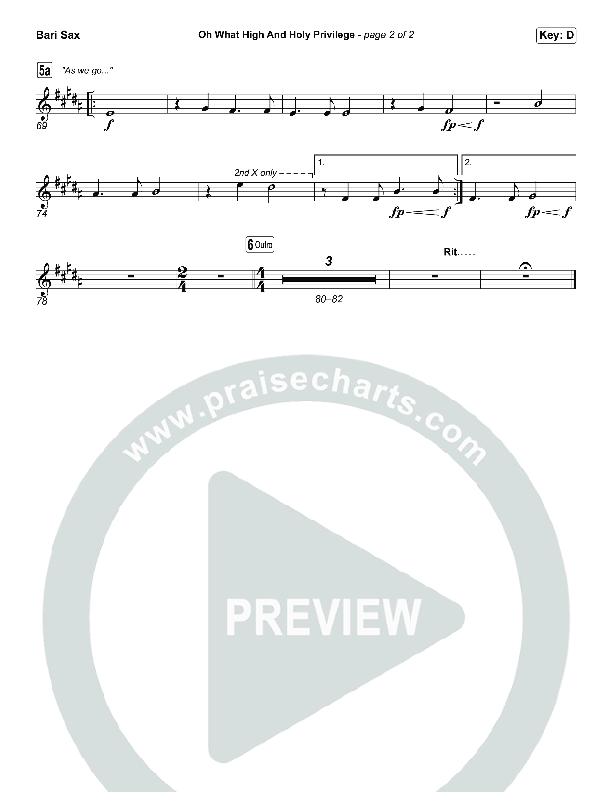 Oh What High And Holy Privilege (Choral Anthem SATB) Bari Sax (Keith & Kristyn Getty / Matt Boswell / Matt Papa)