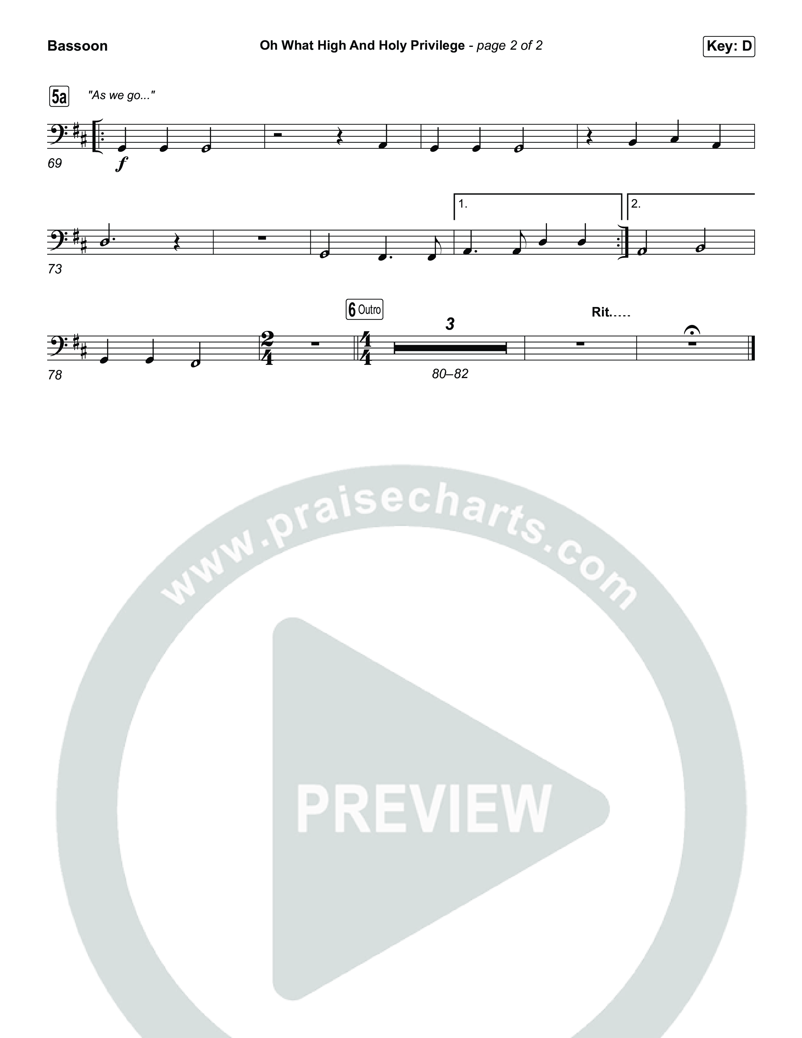 Oh What High And Holy Privilege (Choral Anthem SATB) Bassoon (Keith & Kristyn Getty / Matt Boswell / Matt Papa)
