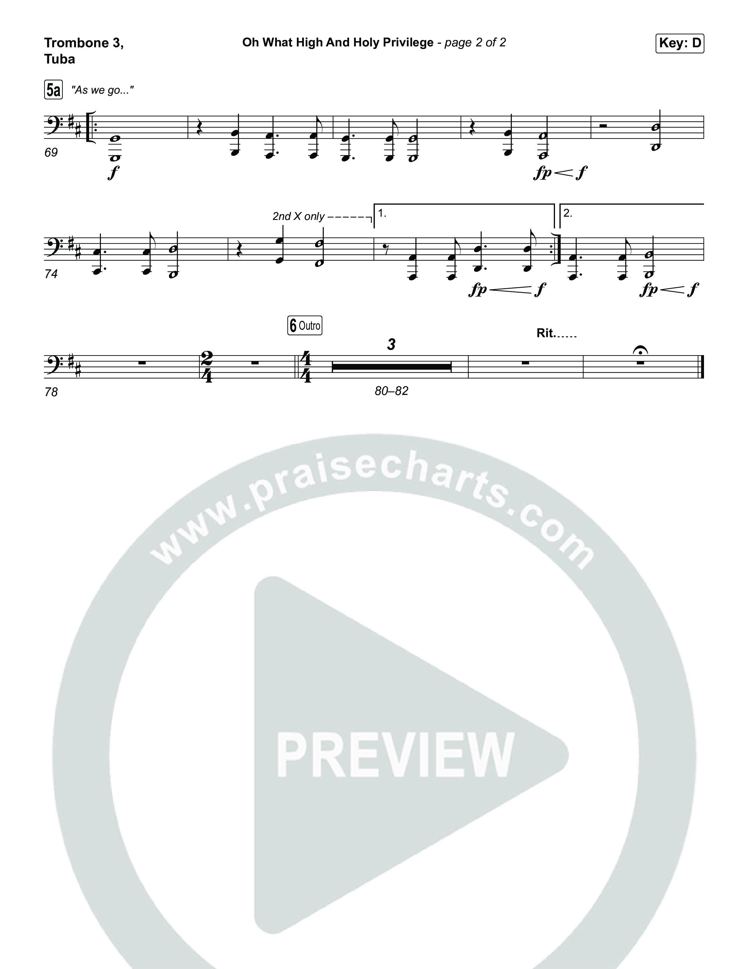 Oh What High And Holy Privilege (Choral Anthem SATB) Trombone 3/Tuba (Keith & Kristyn Getty / Matt Boswell / Matt Papa)
