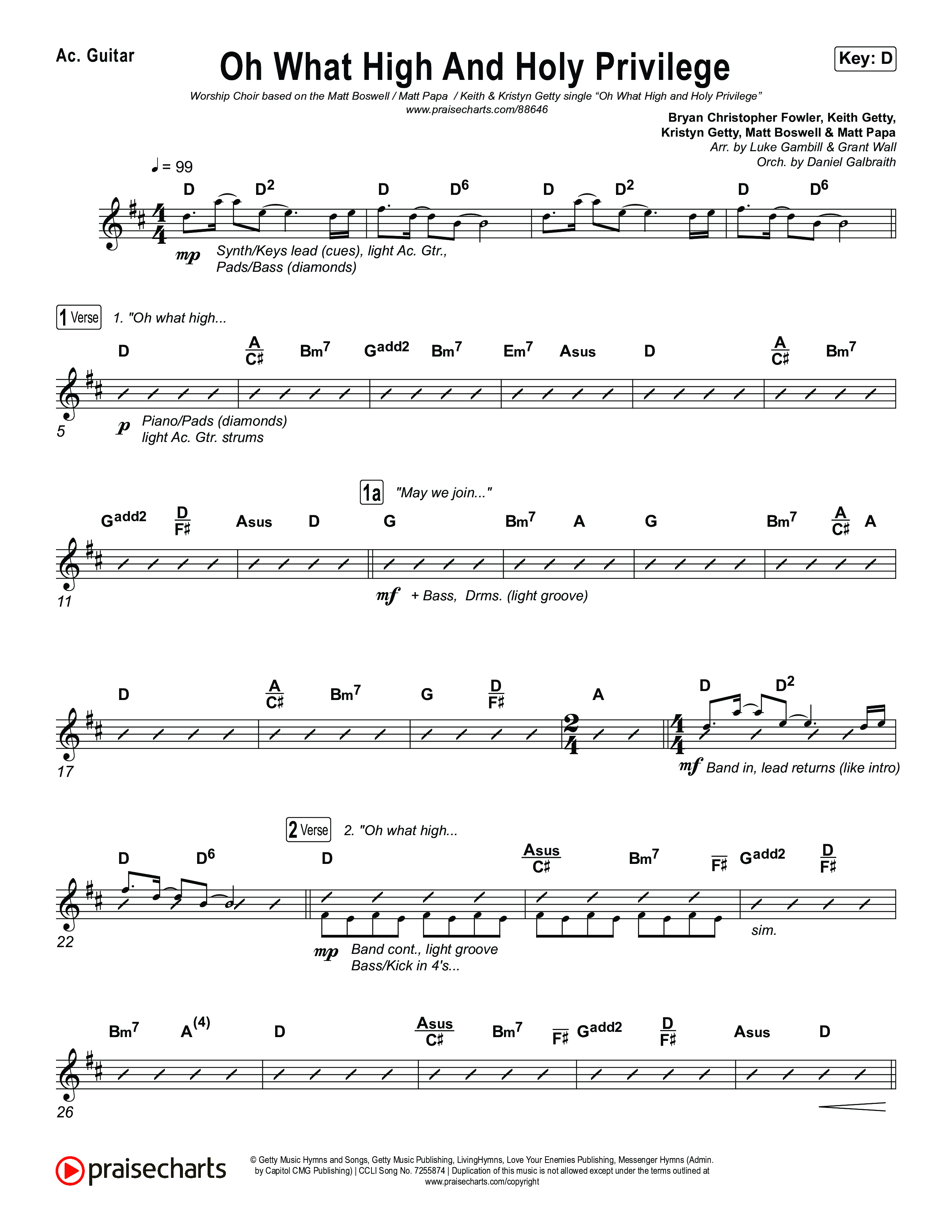 Oh What High And Holy Privilege (Worship Choir/SAB) Acoustic Guitar (Keith & Kristyn Getty / Matt Boswell / Matt Papa)