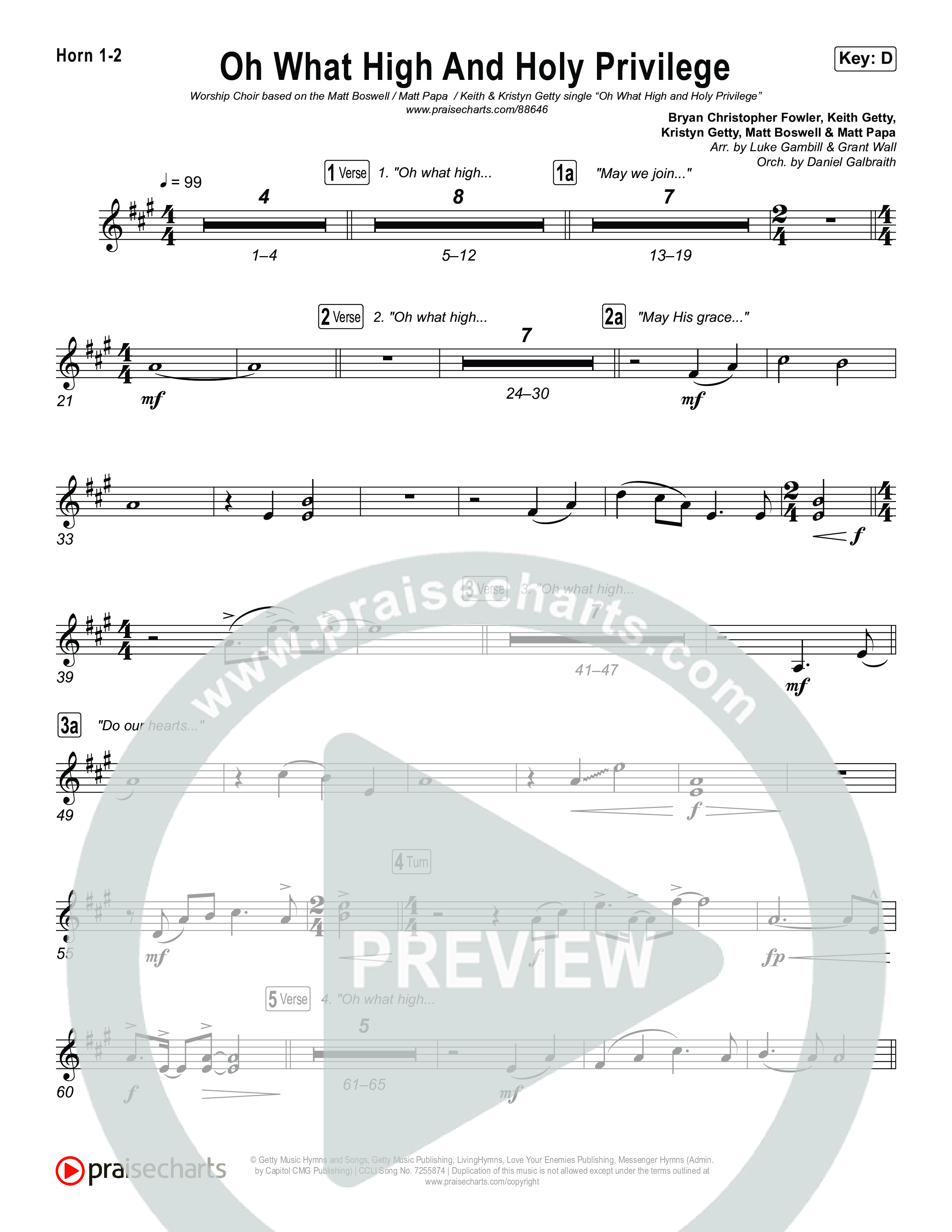 Oh What High And Holy Privilege (Worship Choir/SAB) Brass Pack (Keith & Kristyn Getty / Matt Boswell / Matt Papa)