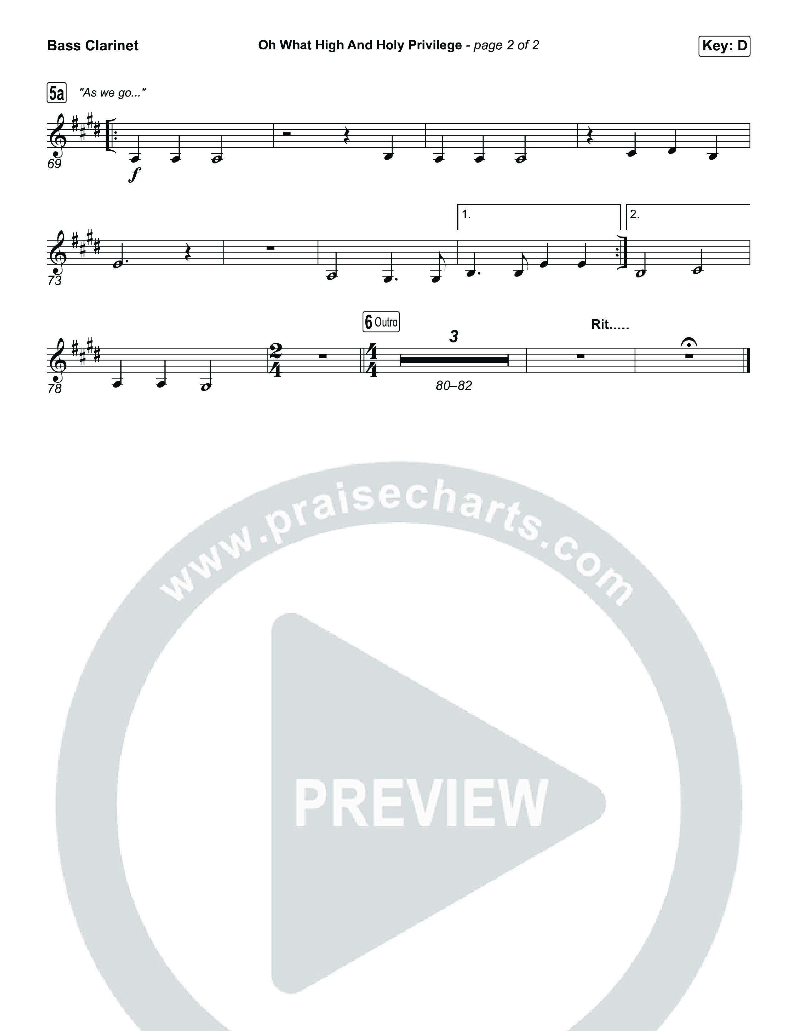 Oh What High And Holy Privilege (Unison/2-Part) Bass Clarinet (Keith & Kristyn Getty / Matt Boswell / Matt Papa)