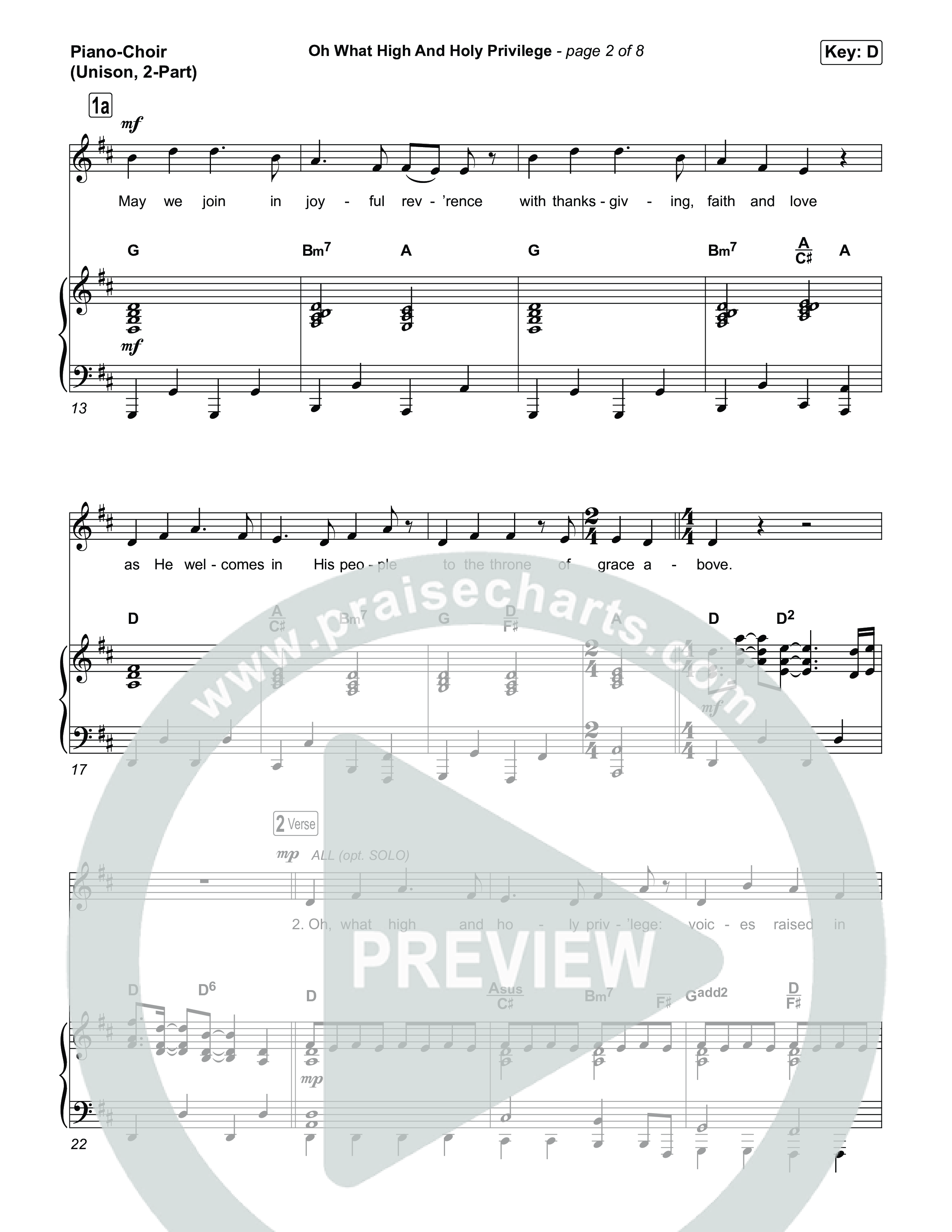 Oh What High And Holy Privilege (Unison/2-Part) Piano/Choir  (Uni/2-Part) (Keith & Kristyn Getty / Matt Boswell / Matt Papa)